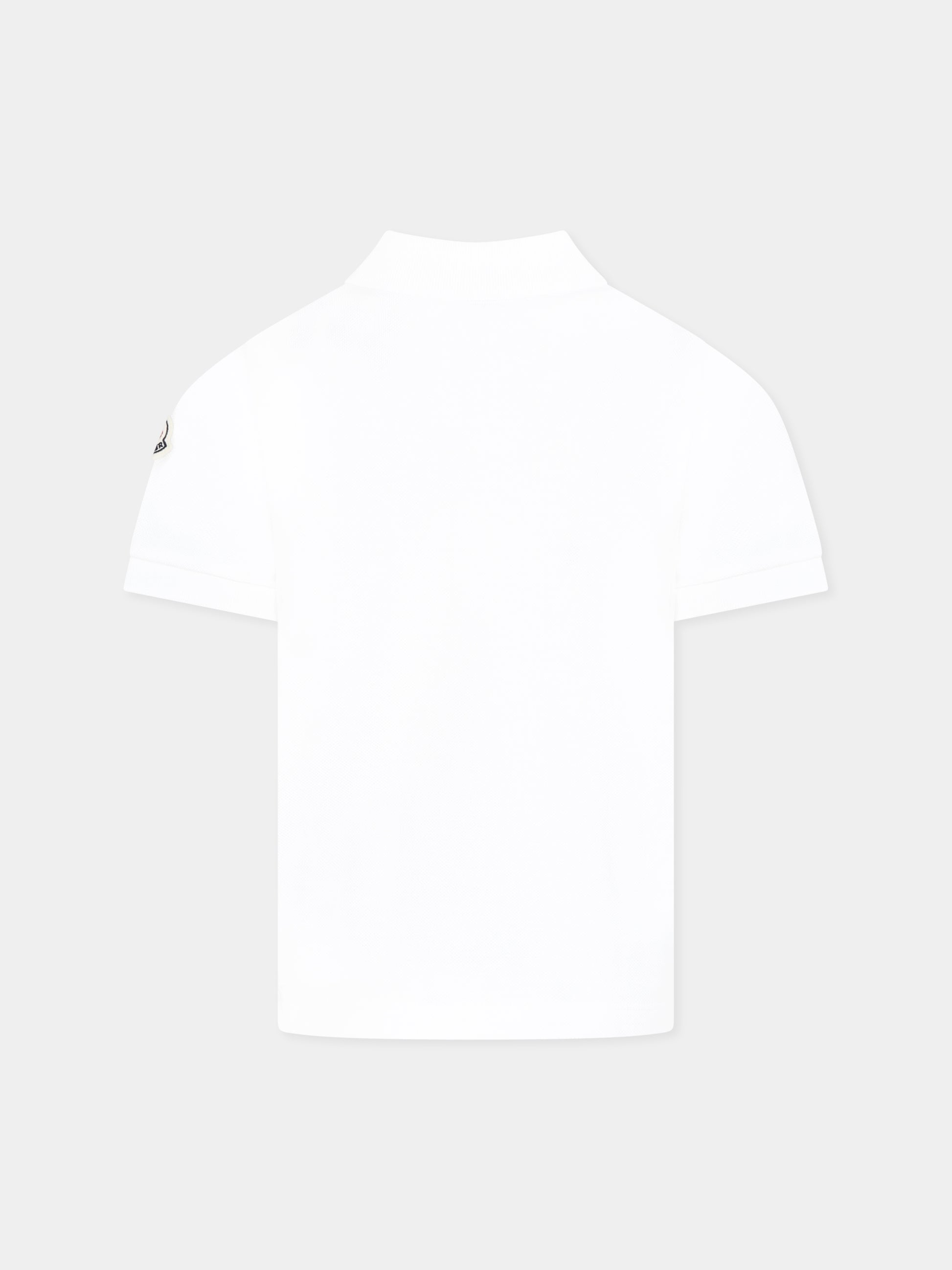 Polo bianca per bambino con logo,Moncler Kids,K1954 8A00007 89ALK 034