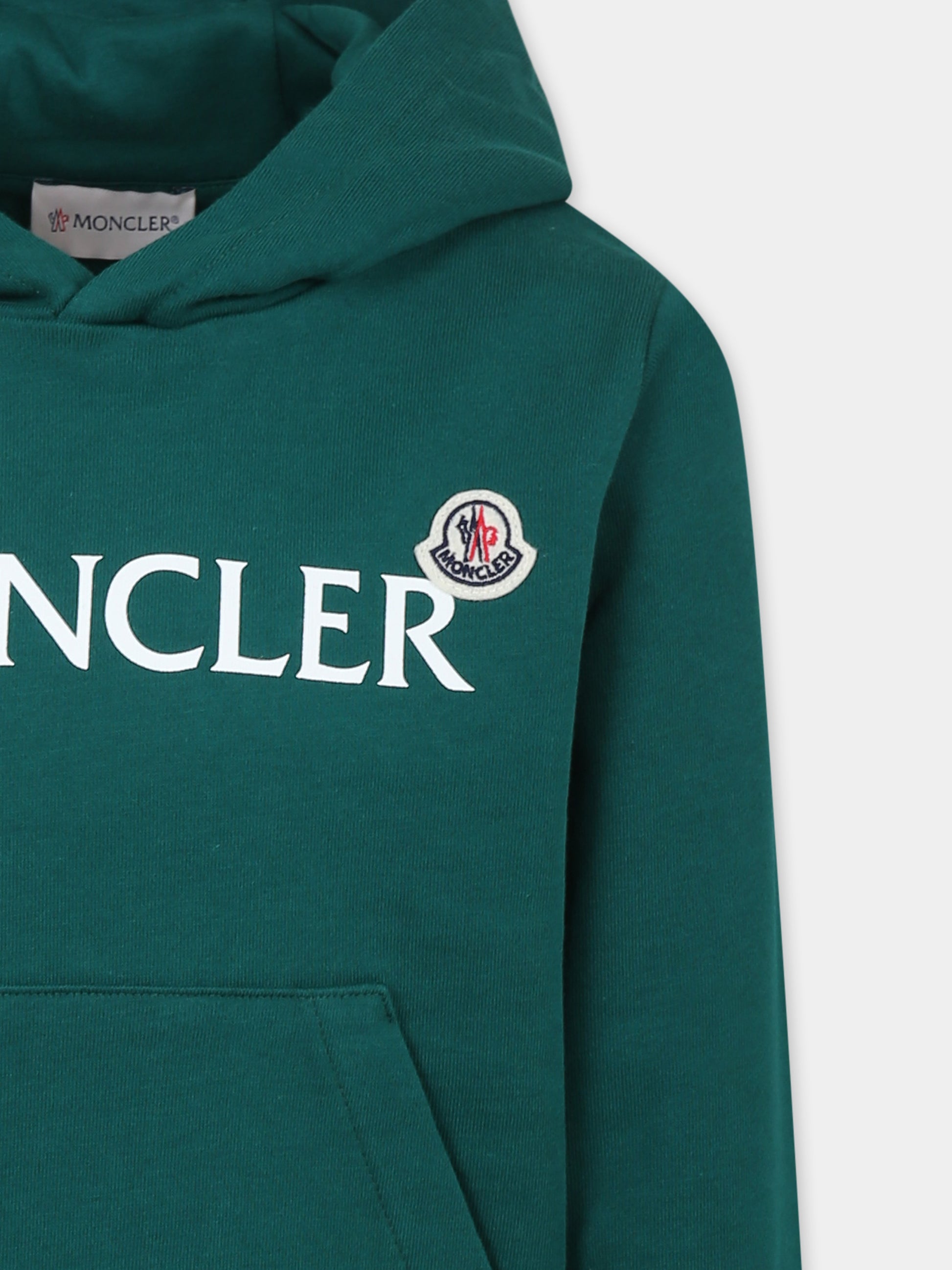 Felpa verde per bambini con logo,Moncler Kids,K1954 8G00011 89AKM 84H