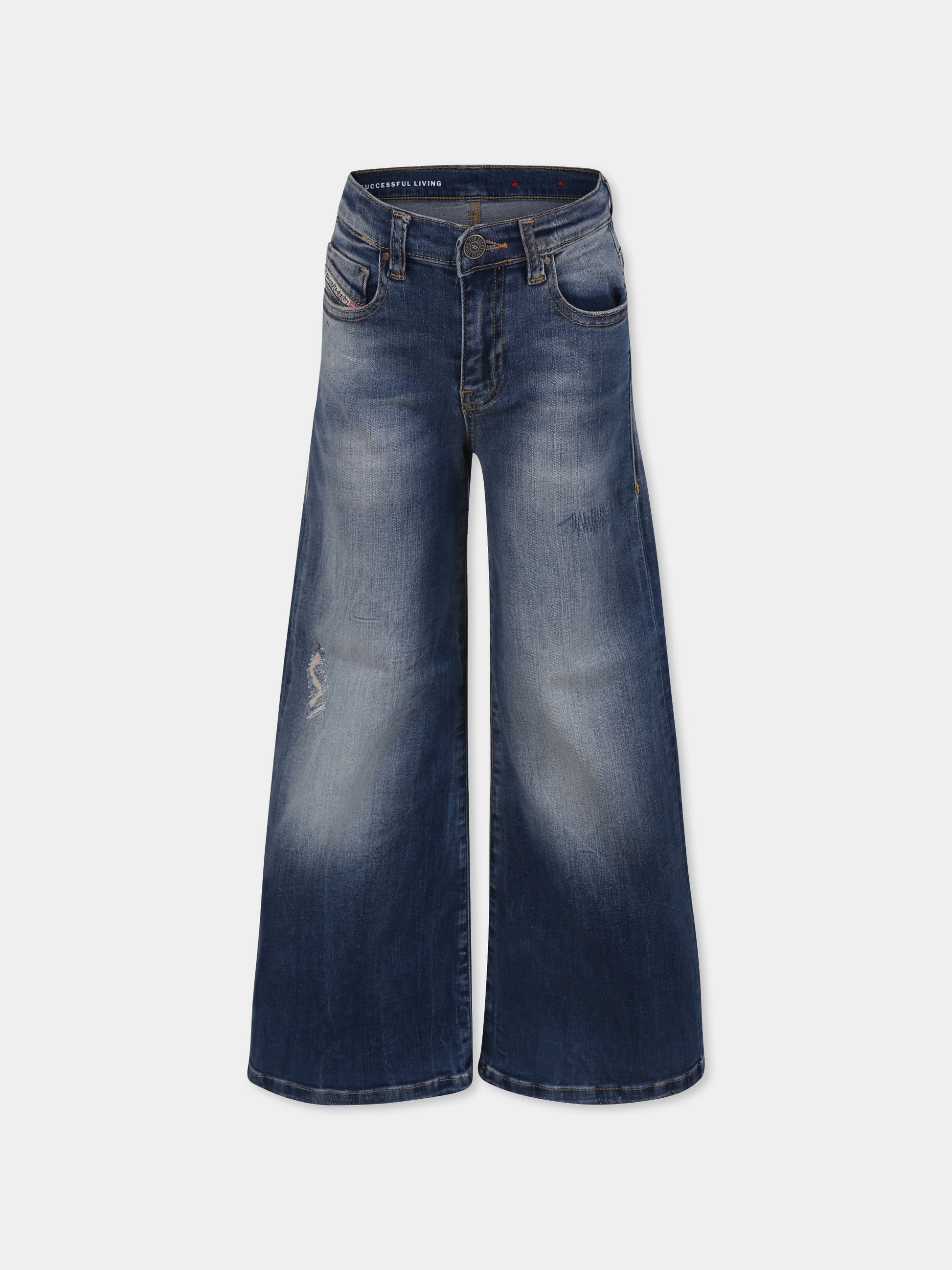 Jeans blu per bambina con patch logato,Diesel,J00816 KXBNR K01