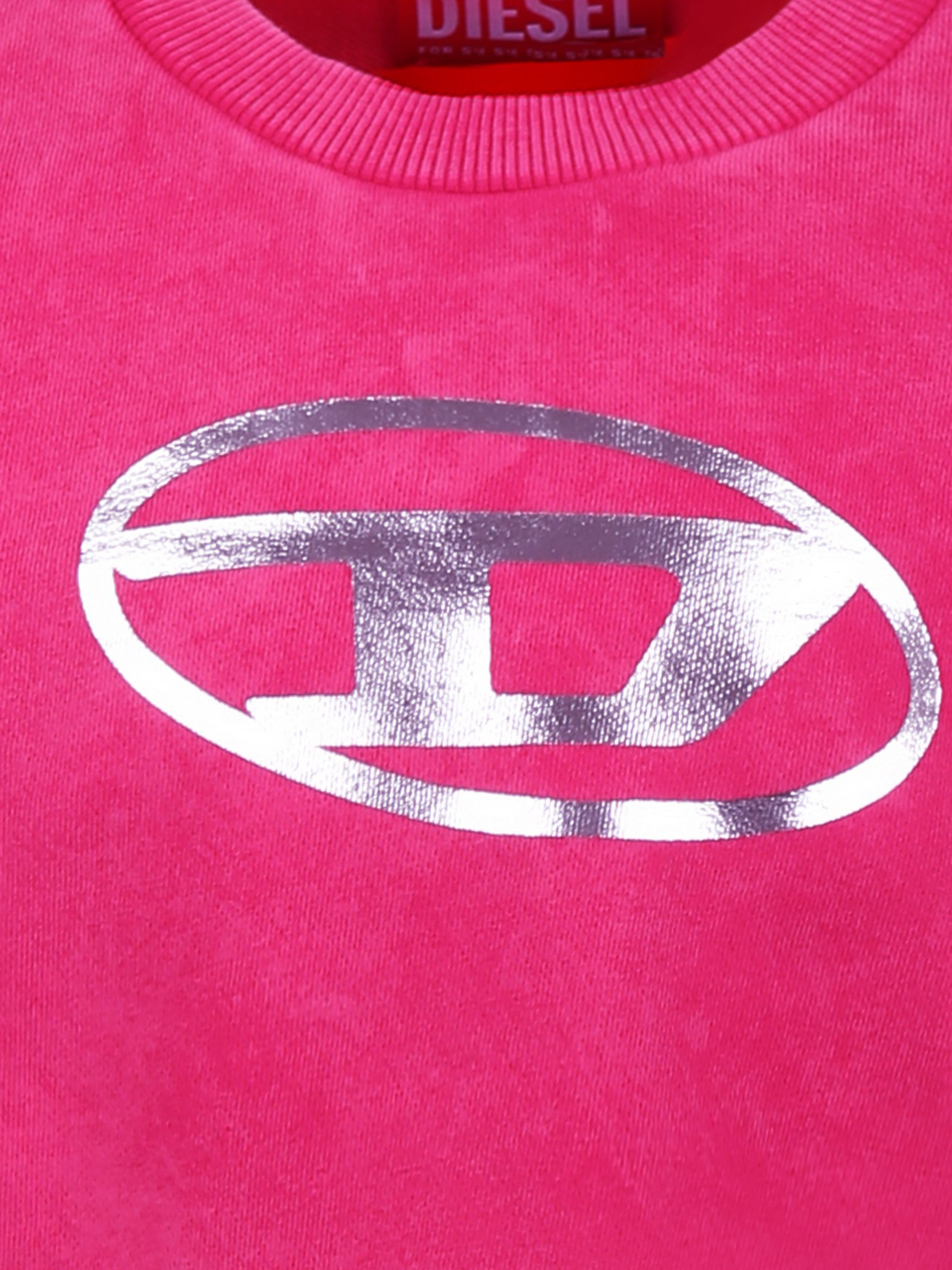 Felpa crop fucsia per bambina con logo,Diesel,J02256 KYAYK K362