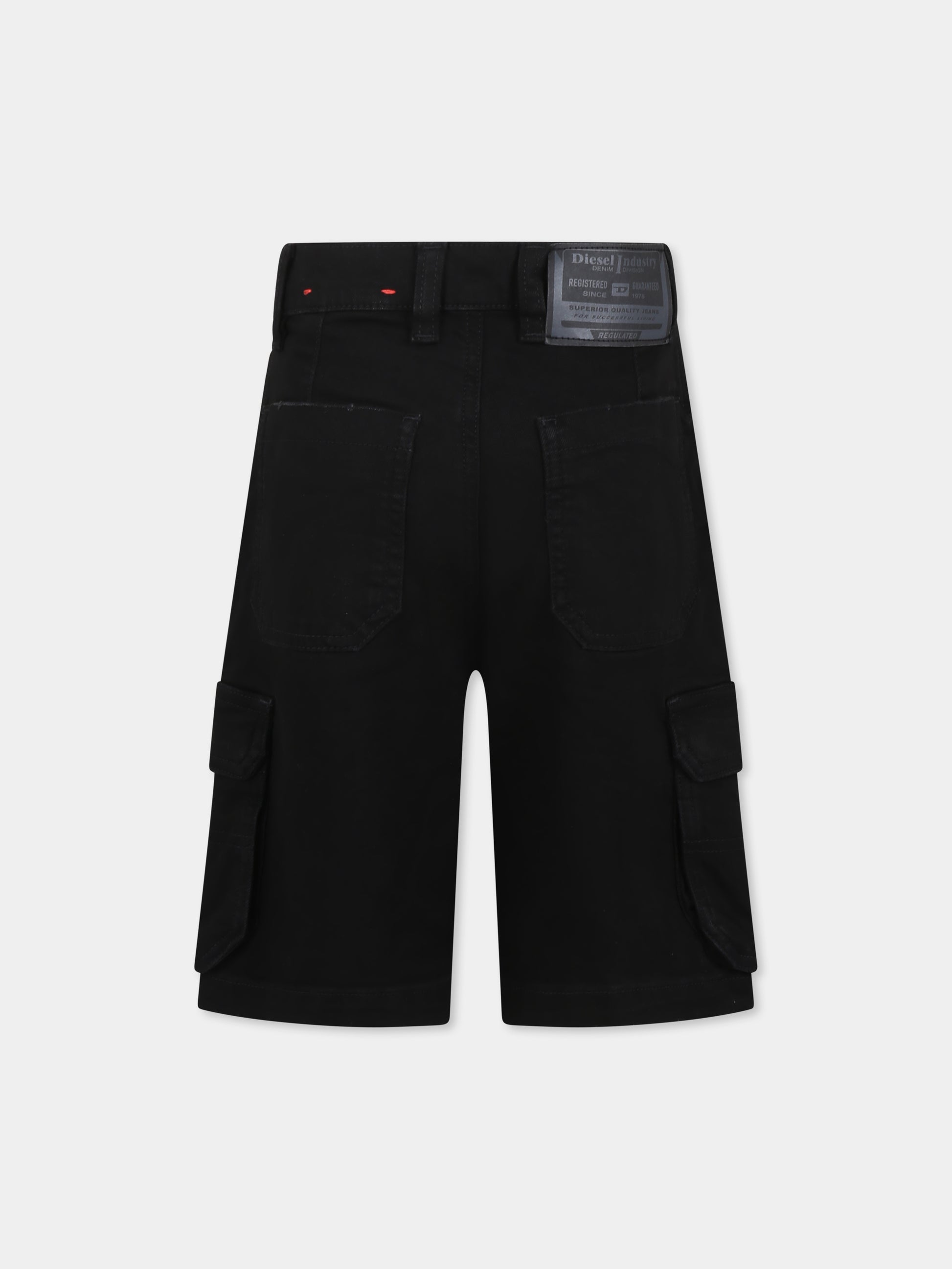 Shorts neri per bambino con logo,Diesel,J02156 KXBPI K02