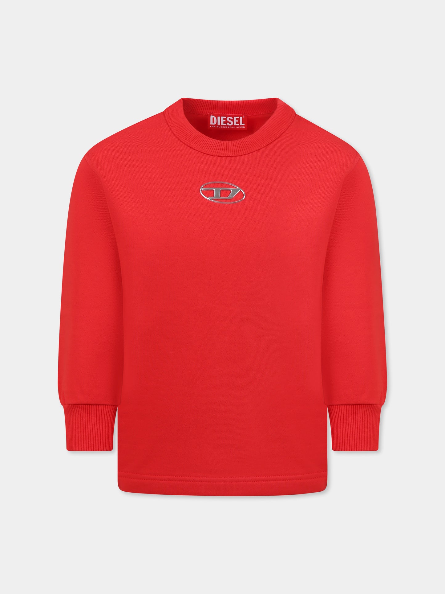 Felpa rossa per bambino con logo,Diesel,J02024 KYAVF K457