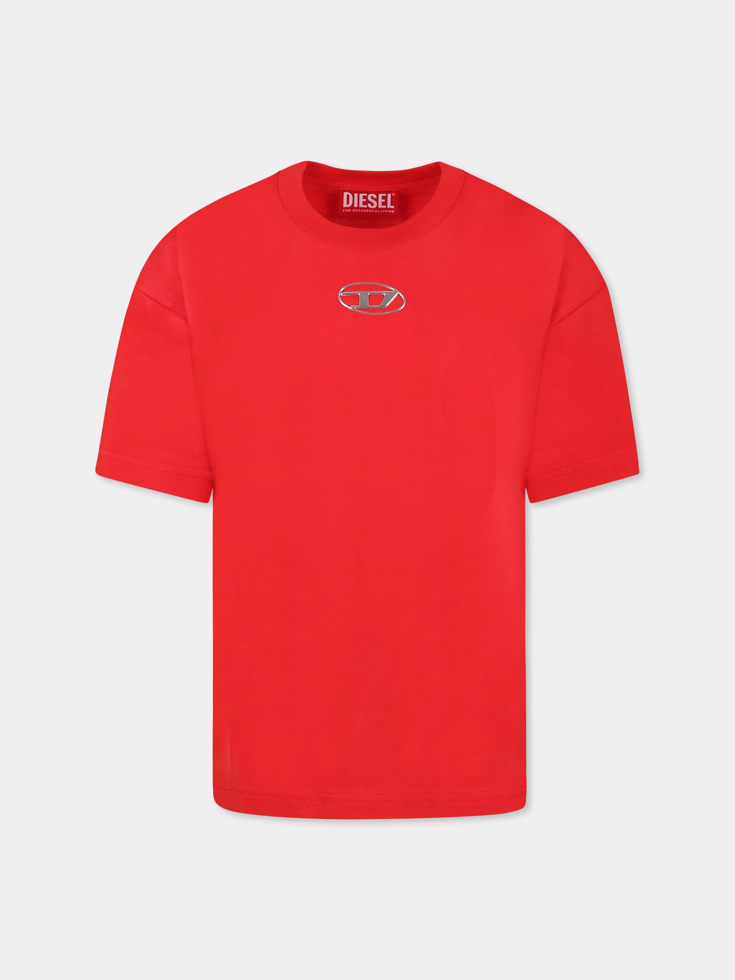 T-shirt rossa per bambino con logo,Diesel,J02022 00YI9 K457