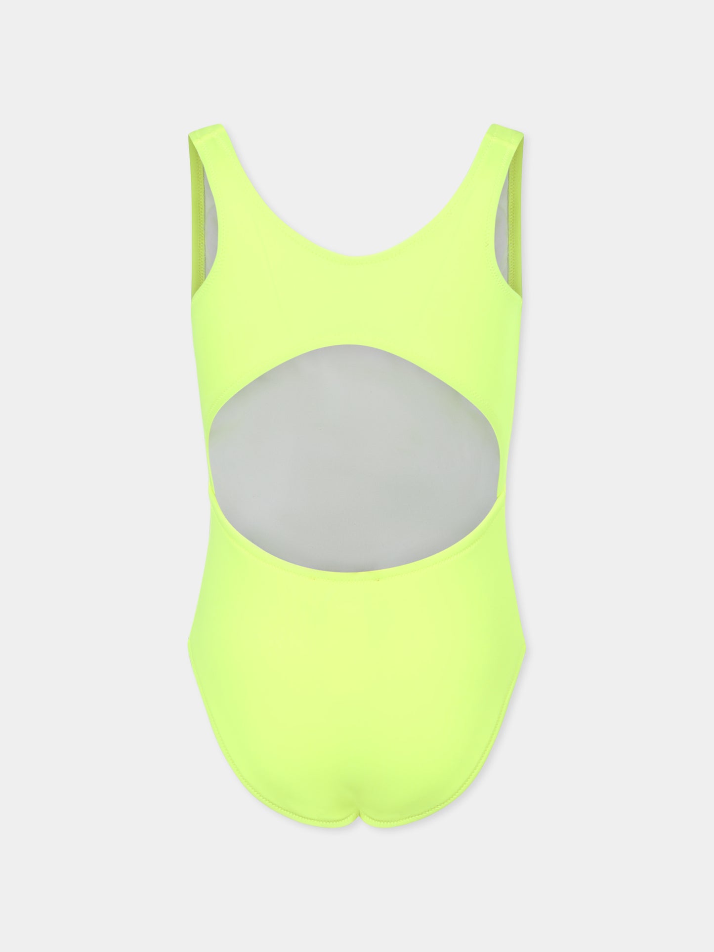 Yellow swimsuit for girl with logo