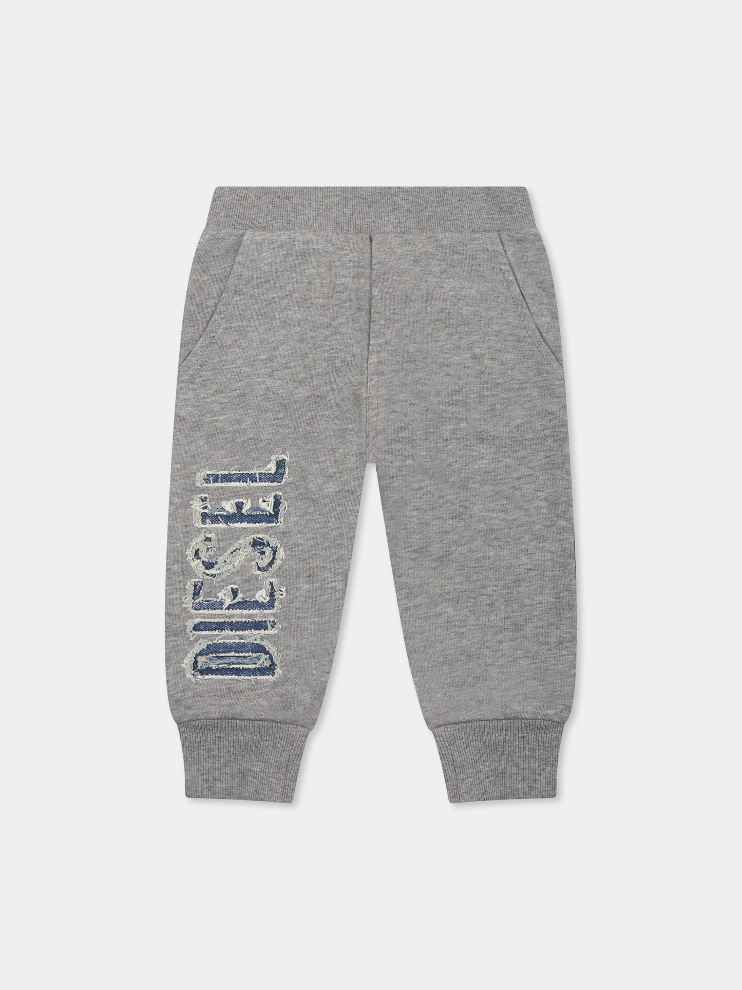 Pantaloni grigi per neonato con logo,Diesel,K00606 KYAYT K963