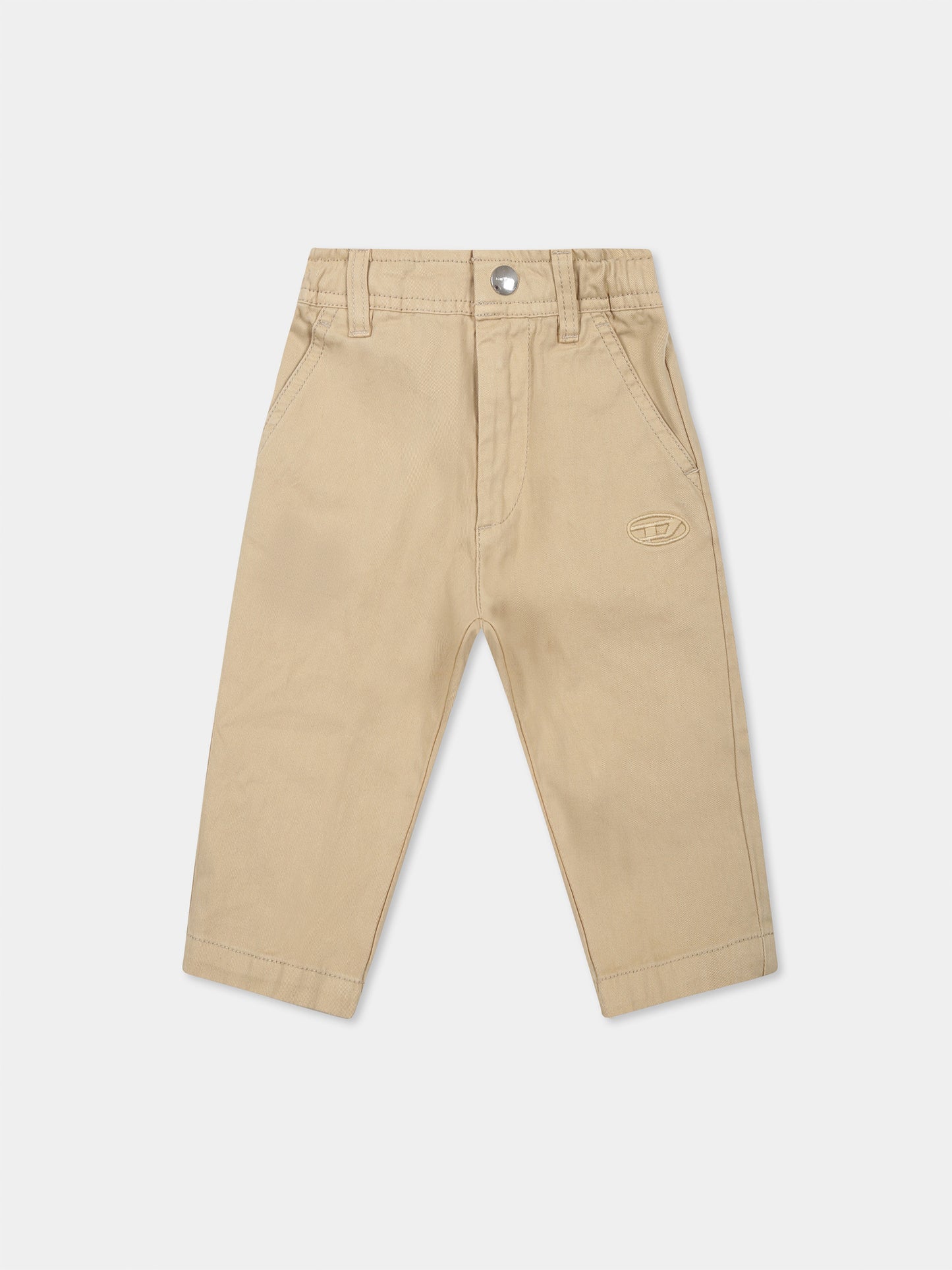 Beige trousers per neonato con logo