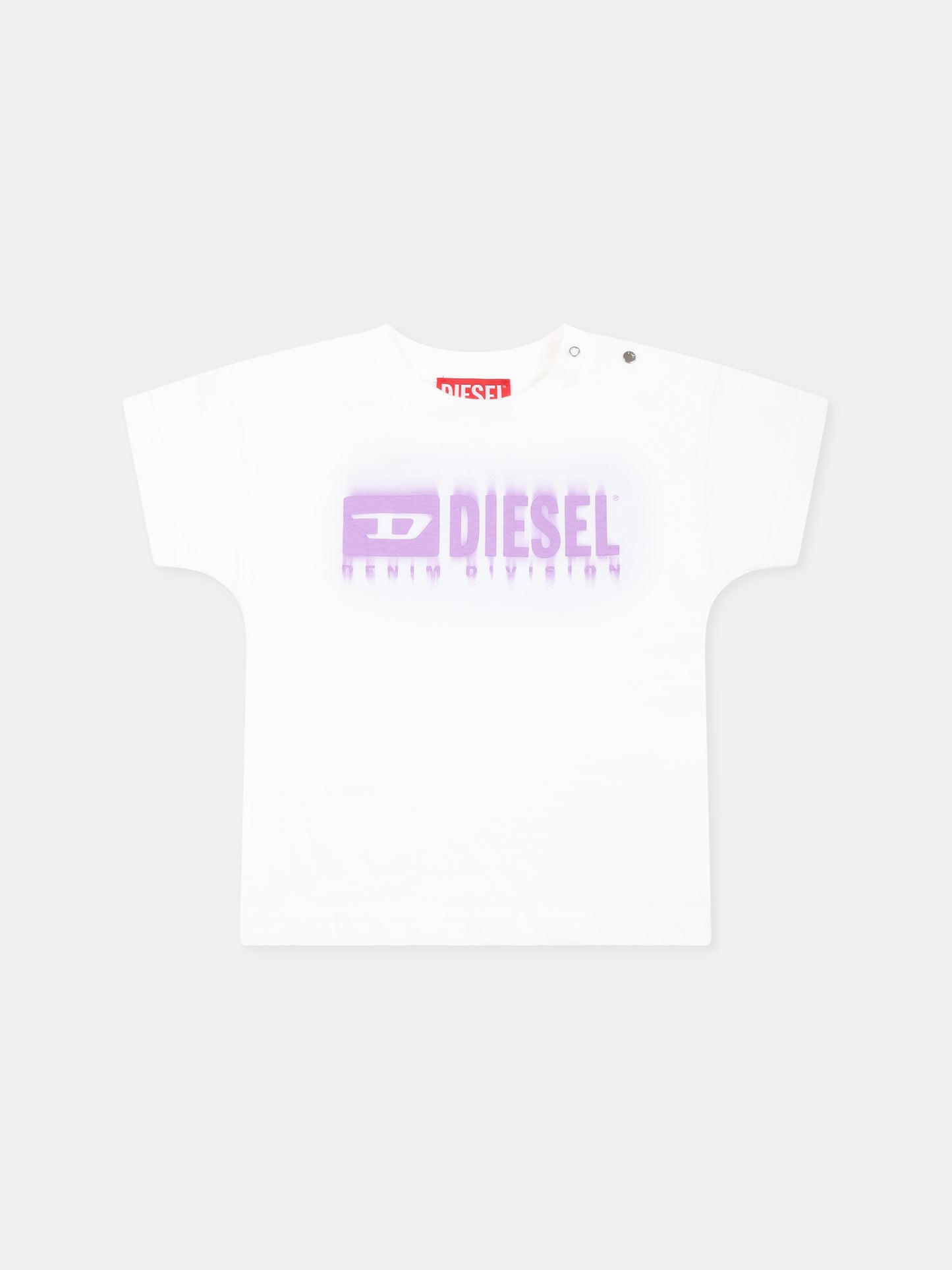 T-shirt bianca per neonata con logo,Diesel,K00569 00YI9 K100A