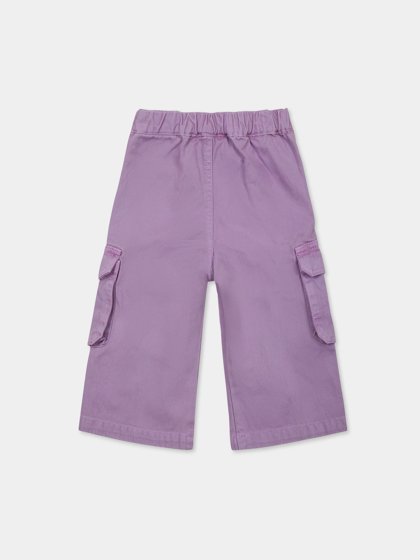 Purple trousers for baby girl with logo