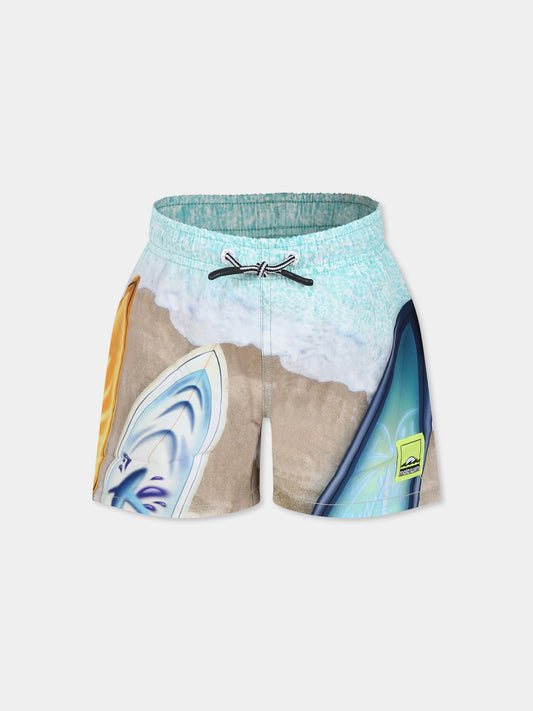 Boxer mare multicolor Niko per bambino con stampa surf e logo,Molo,8S25P403 3801