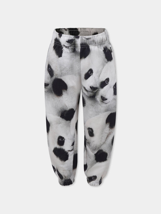 Pantaloni bianchi Adan per bambini con stampa panda,Molo,6S25I205 9274