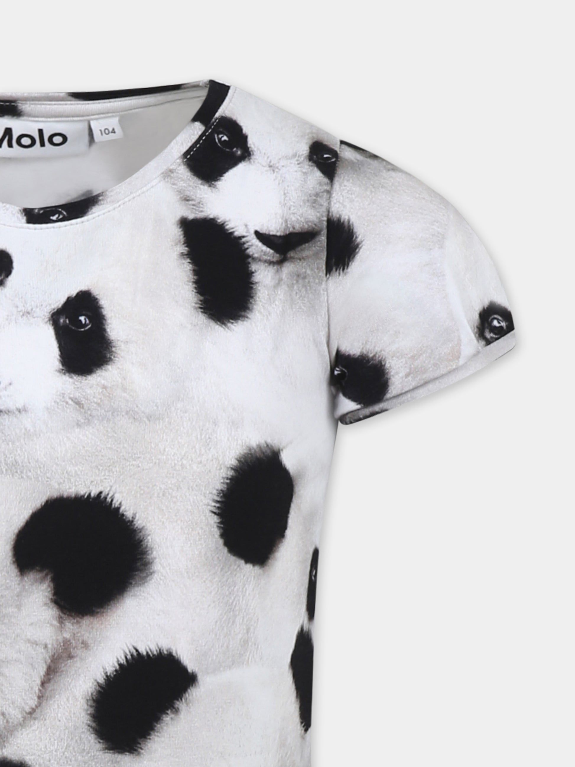 T-shirt bianca Rimona per bambina con panda all over,Molo,2S25A219 9274