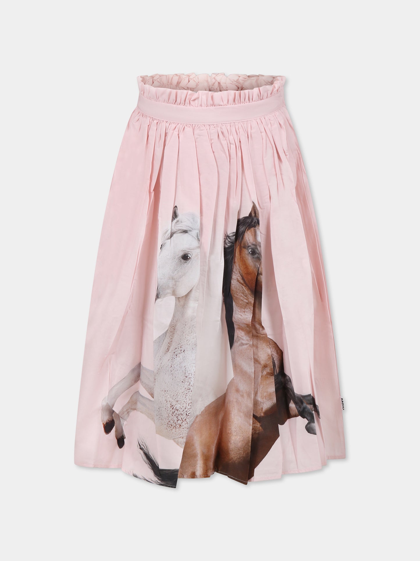 Pink skirt for girl with horses print