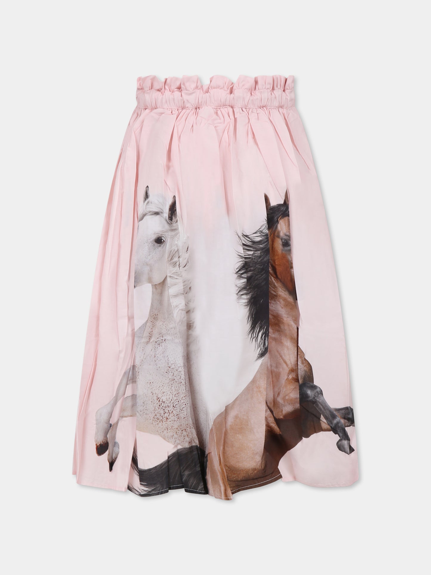 Pink skirt for girl with horses print