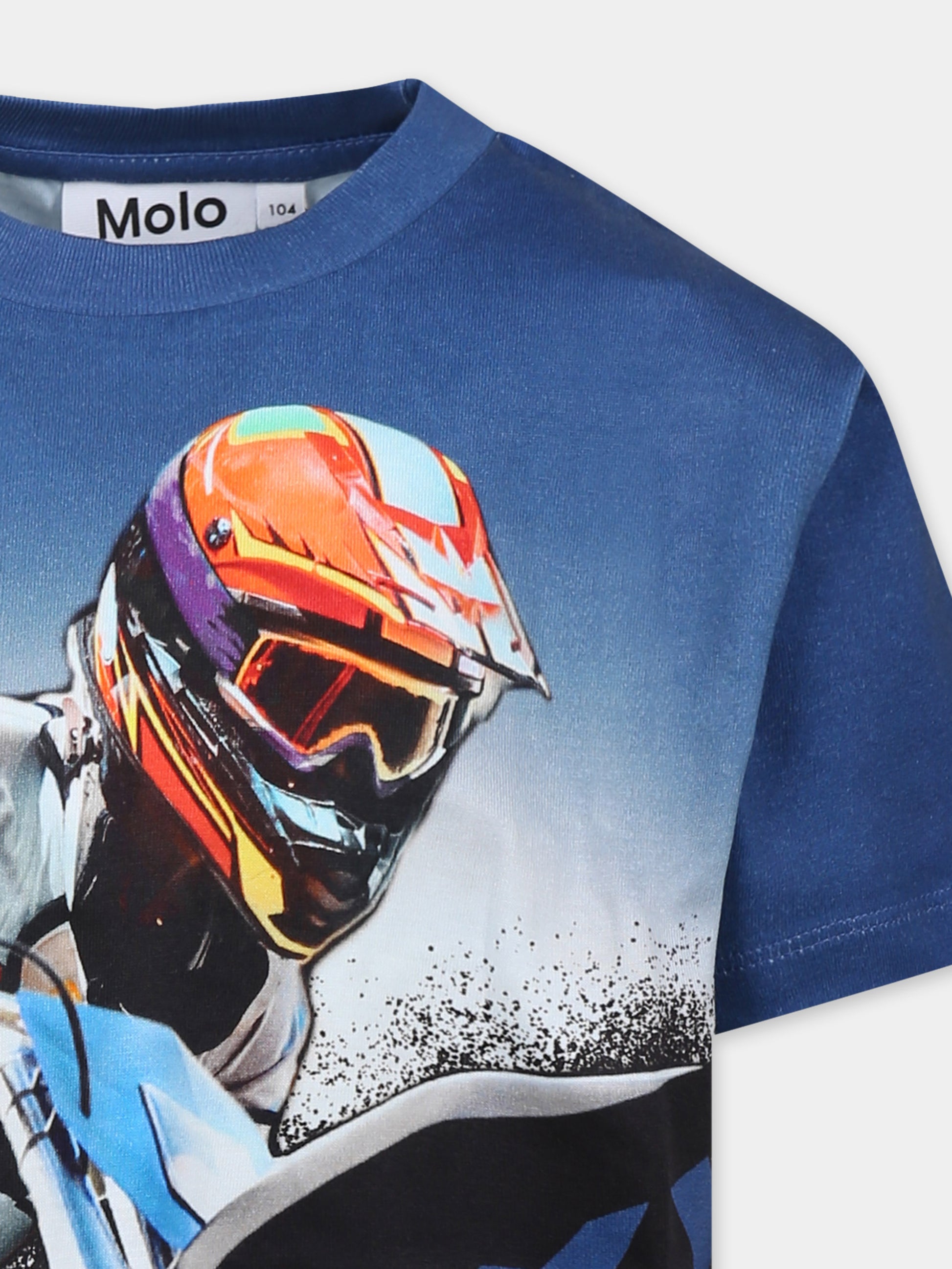 T-shirt blu Riley per bambino con pilota di motocross,Molo,1S25A217 3928