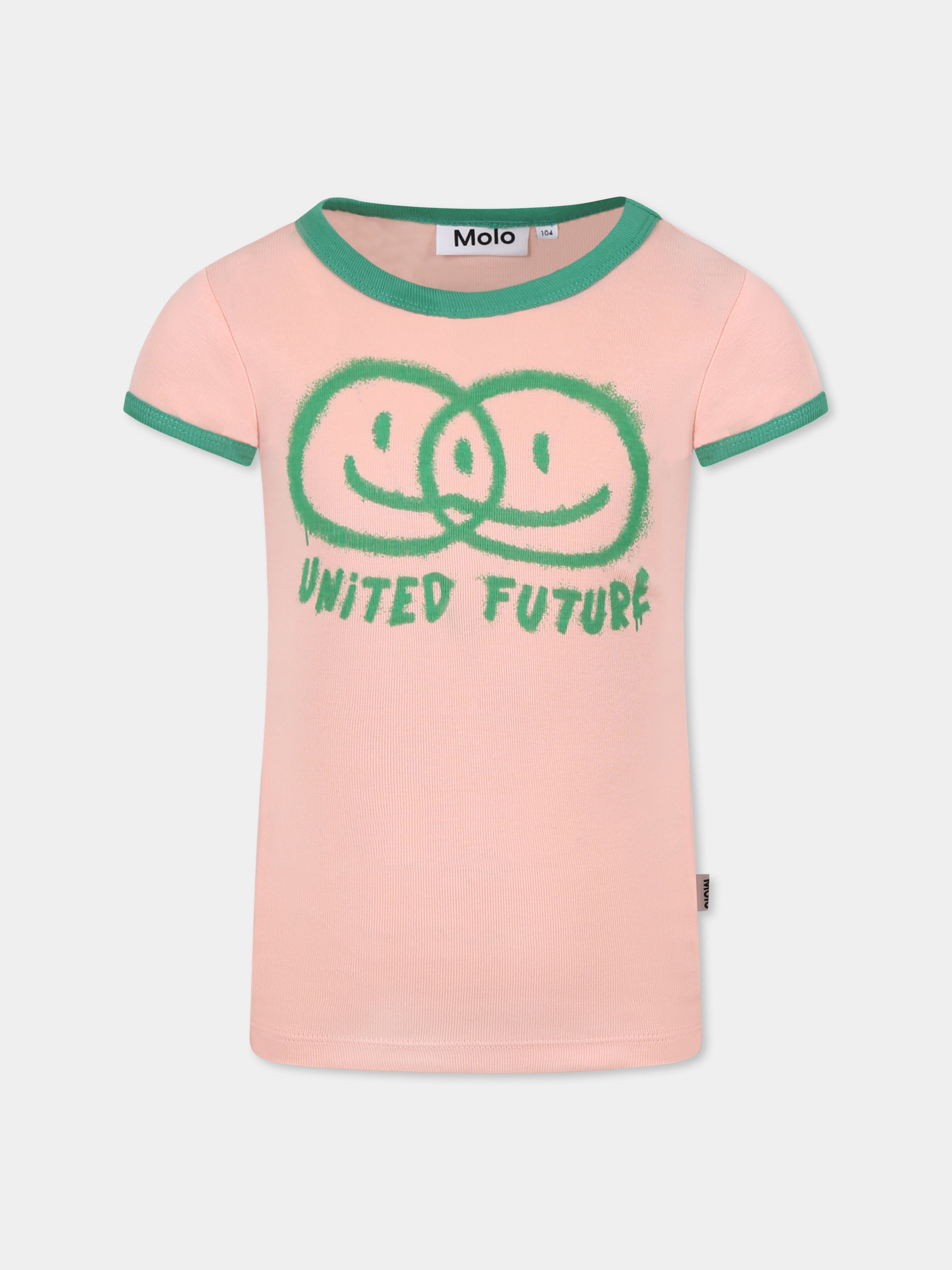 T-shirt Rhiannon rosa per bambina con smile e scritta,Molo,2S25A222 5470