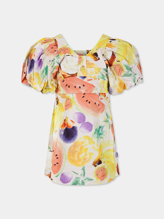 Vestito Cissy multicolor per bambina con stampa frutta,Molo,2S25E123 9264