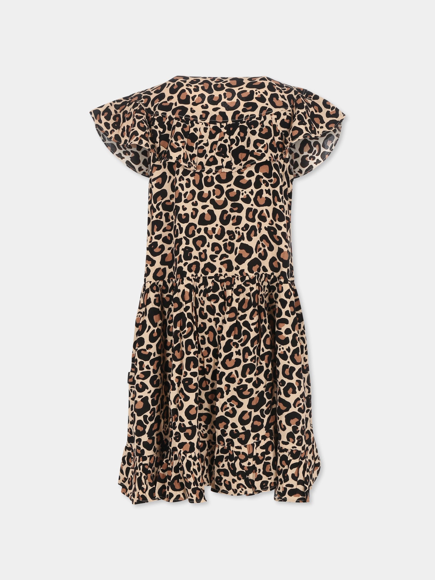 Vestito Cho marrone per bambina con stampa maculata,Molo,2S25E133 9271