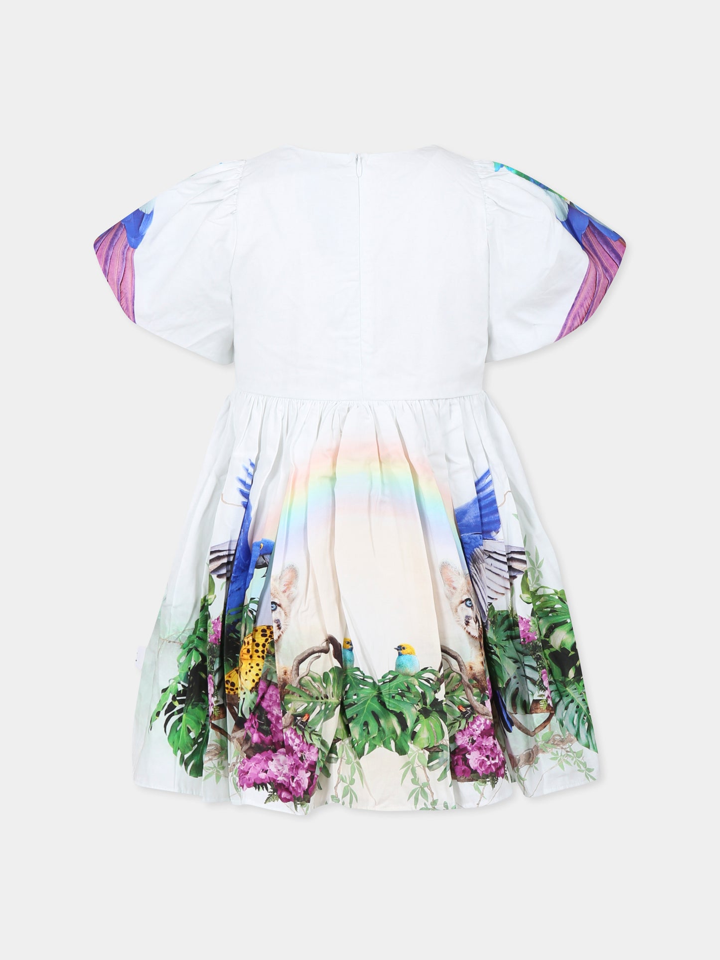 Vestito Chica celeste per bambina con stampa giungla,Molo,2S25E149 3989