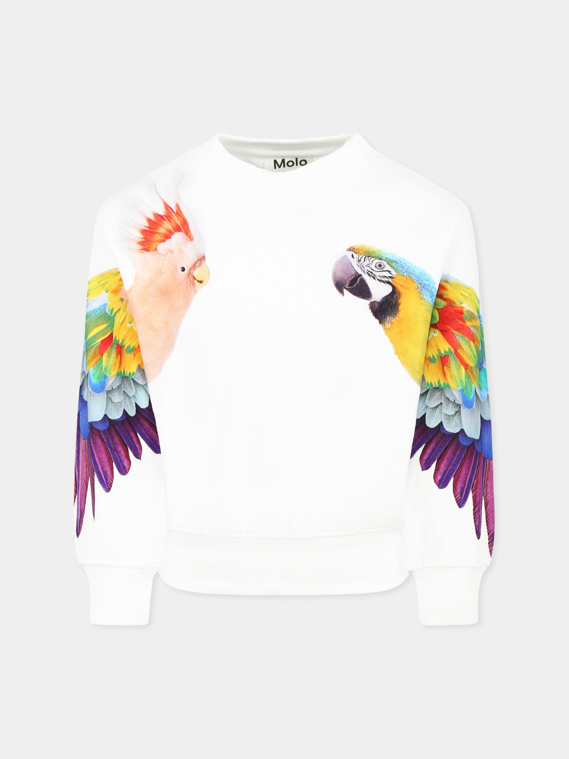 Felpa crop Marge bianca per bambina con pappagalli,Molo,2S25J216 3957