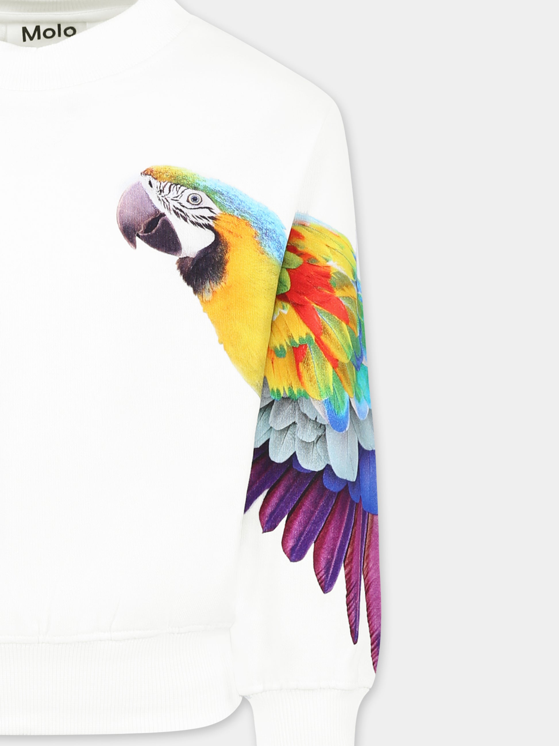 Felpa crop Marge bianca per bambina con pappagalli,Molo,2S25J216 3957