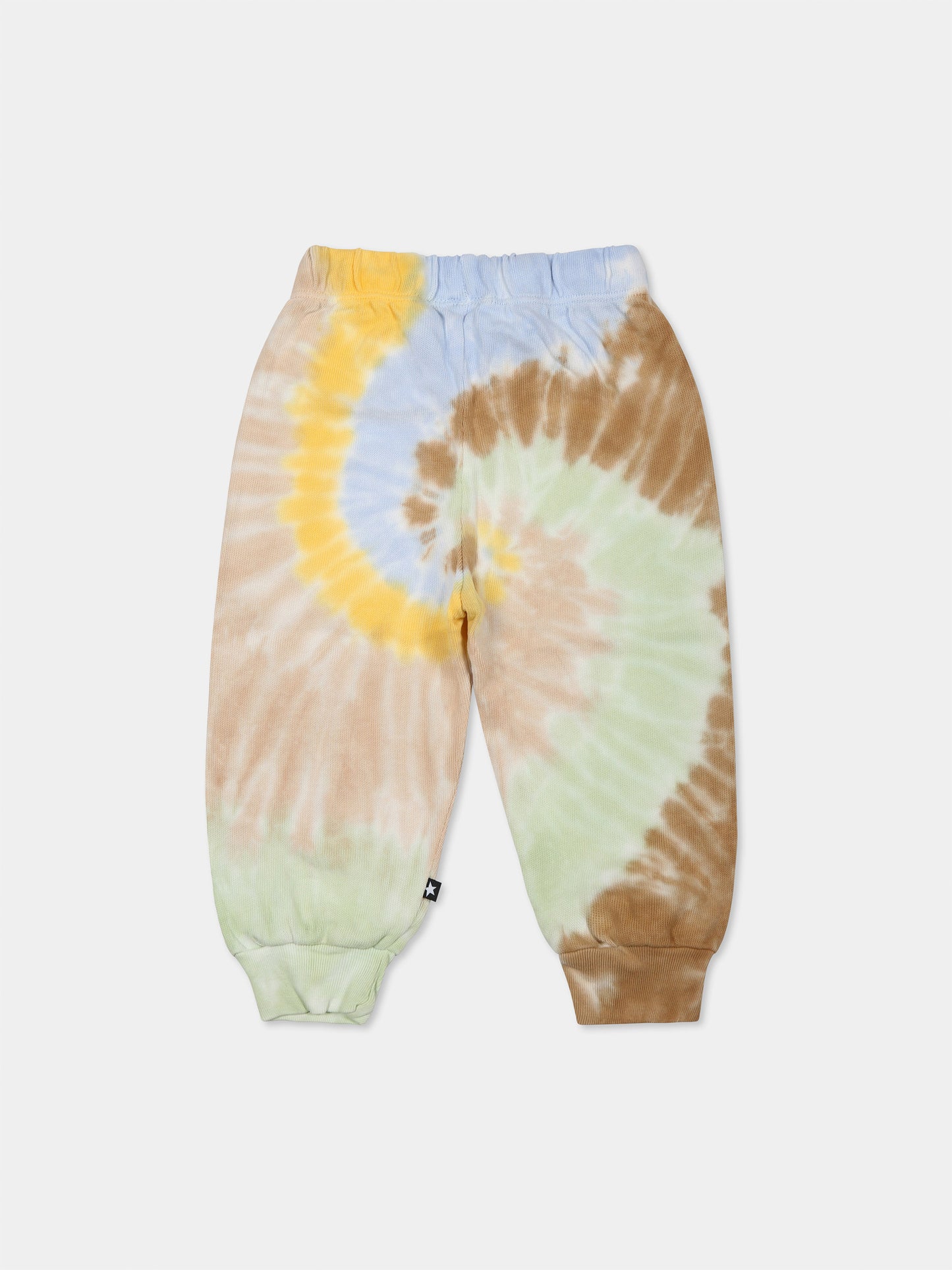 Multicolor trousers for babykids with tie dye print