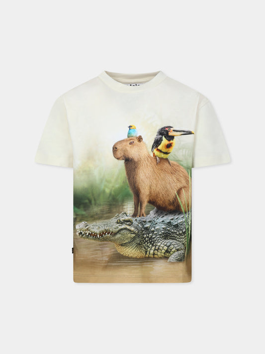 T-shirt Rubin avorio per bambino con stampa capibara,Molo,1S25A207 3864