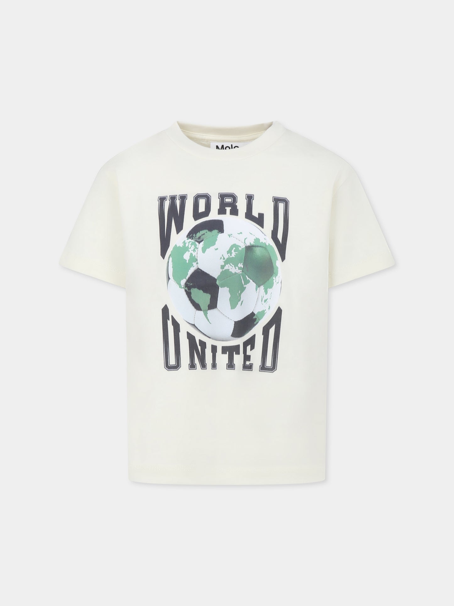 Ivory t-shirt for boy with football print