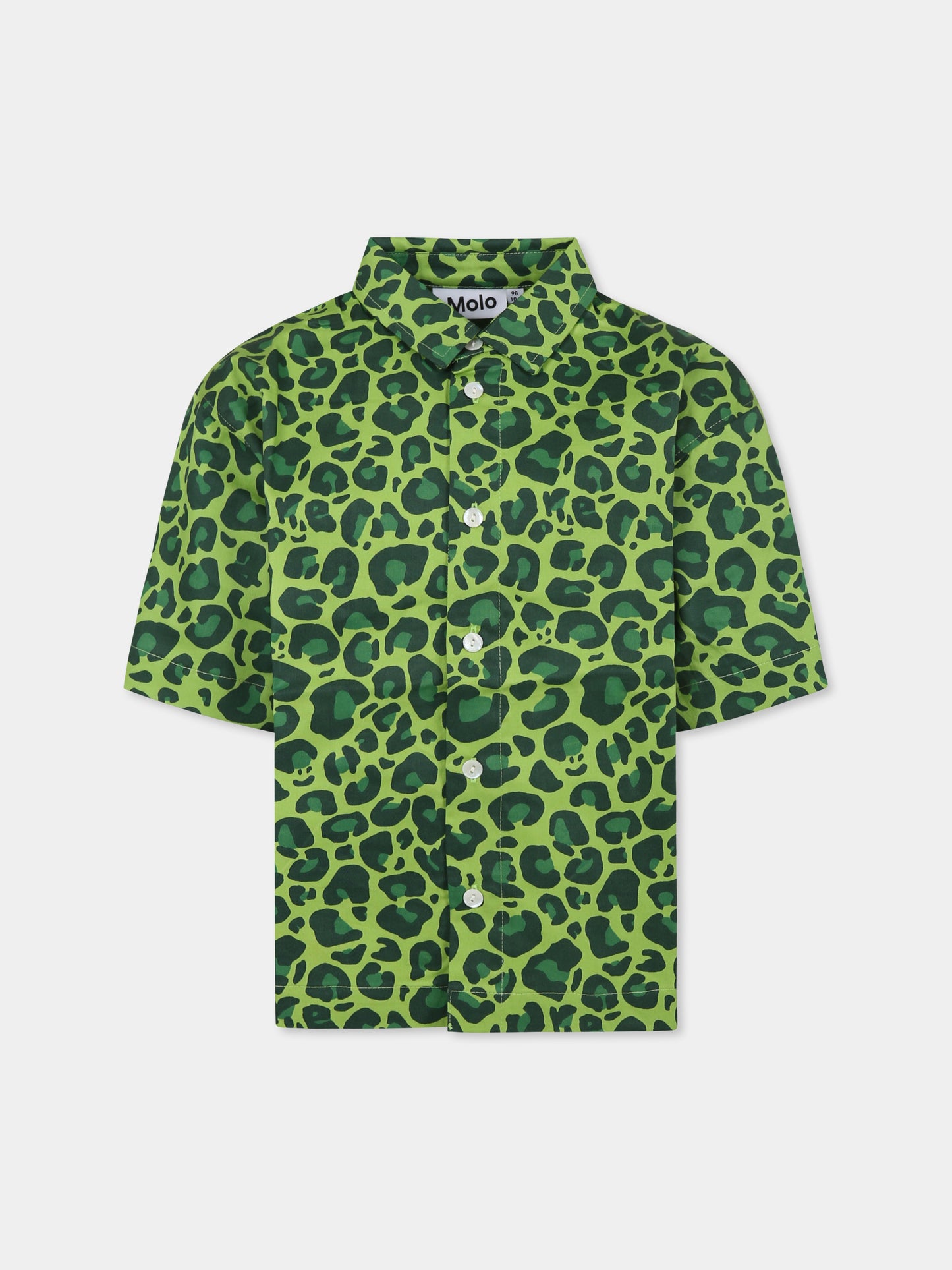 Camicia Richie verde per bambino con stampa maculata,Molo,1S25C201 9281