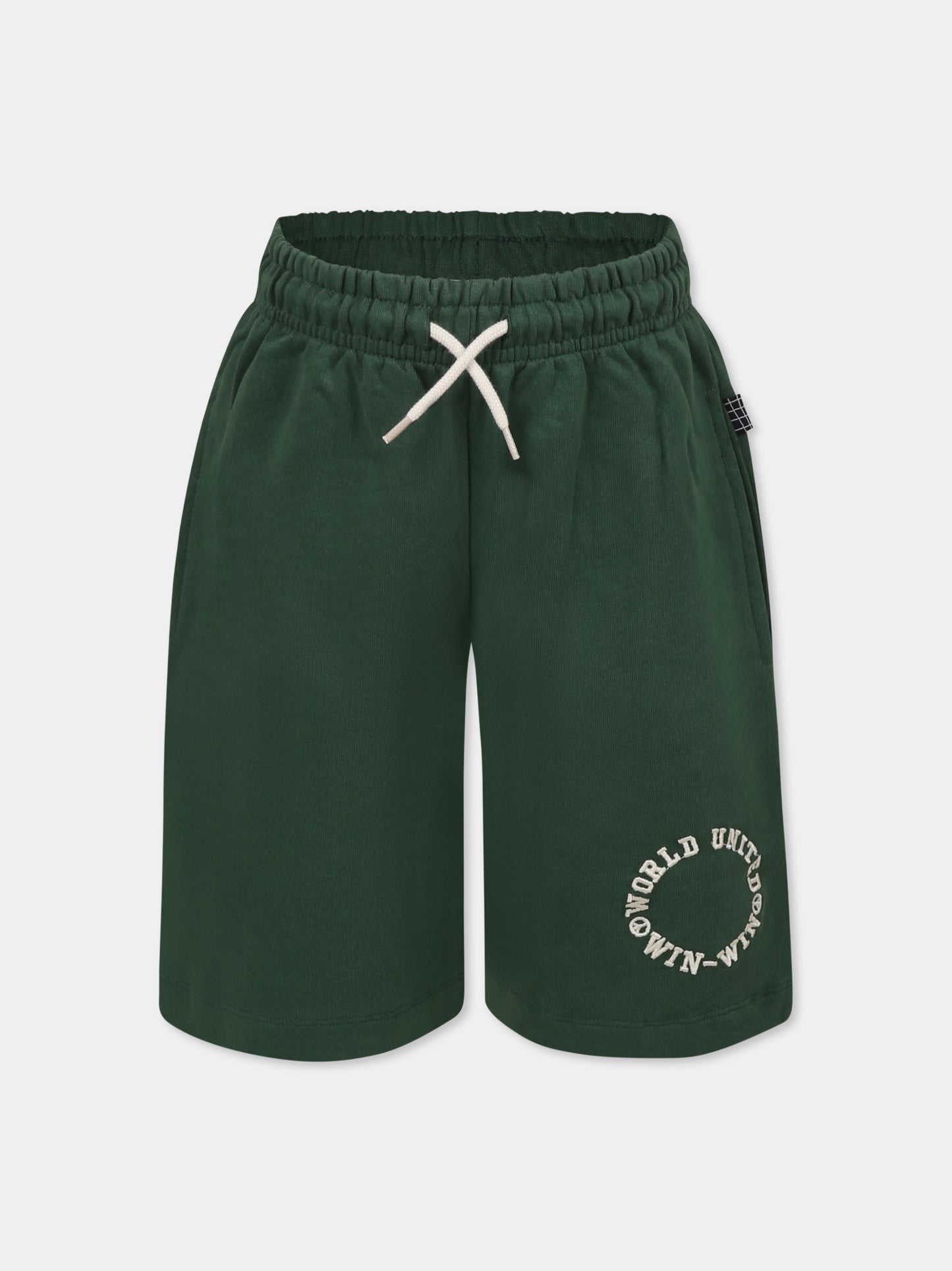 Green shorts for boy with writing