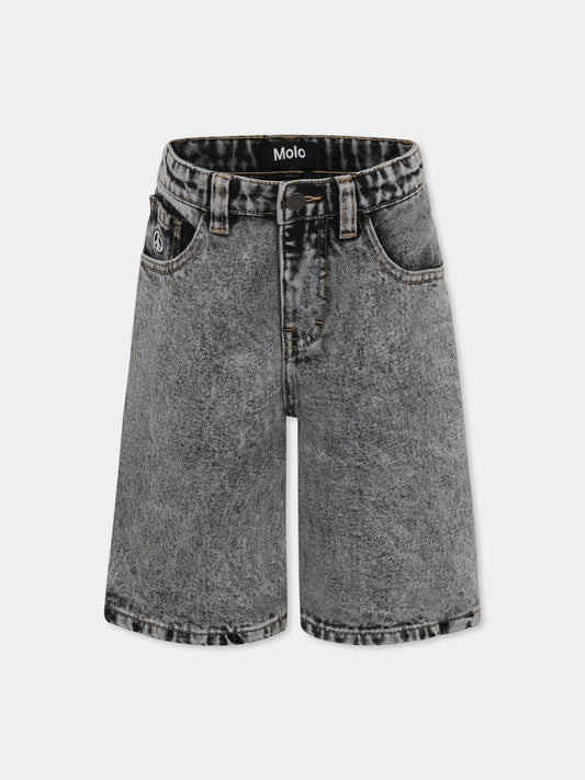 Grey shorts for boy with peace symbol