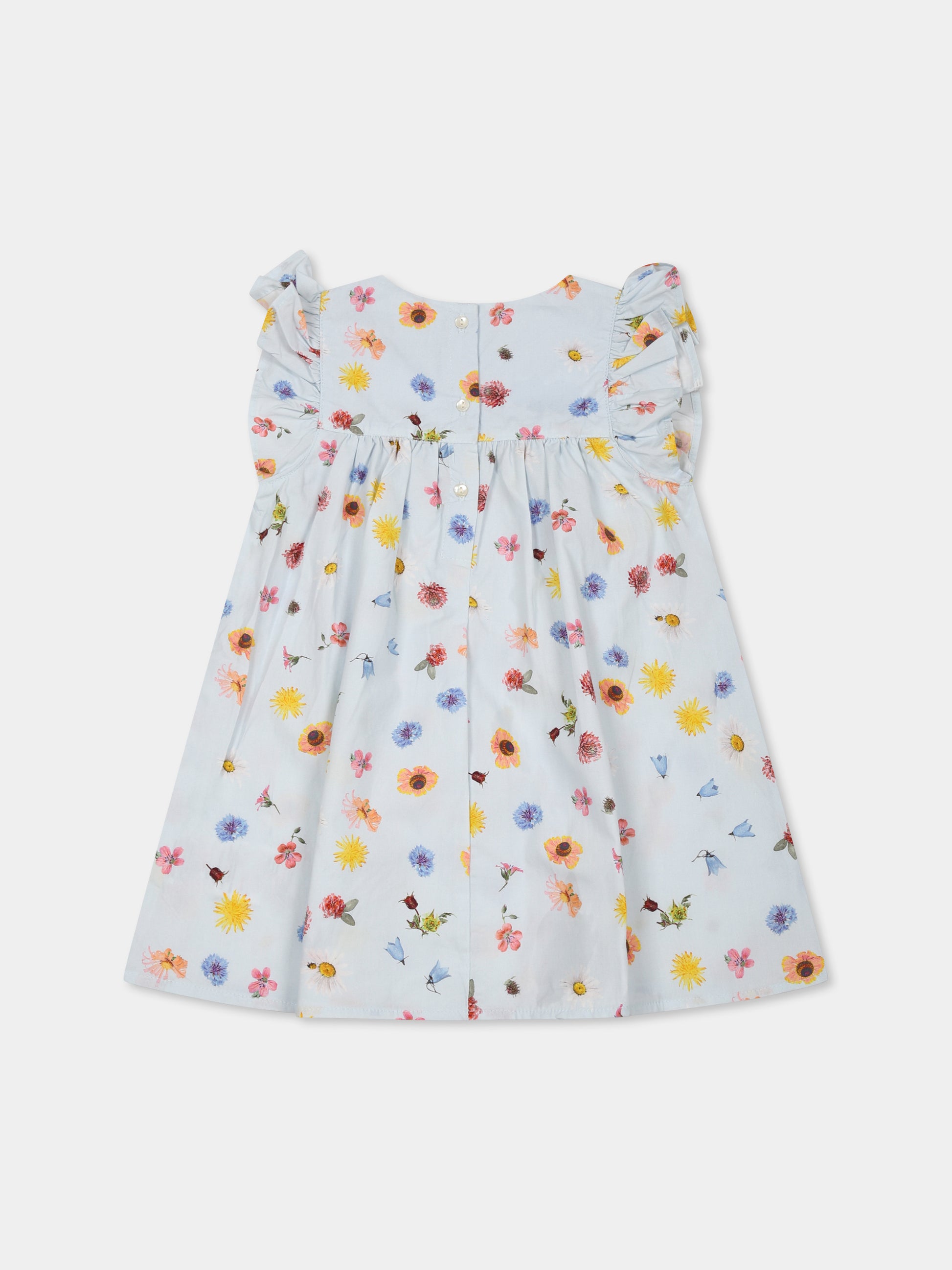 Vestito Cacao celeste per neonata con fiori all over,Molo,4S25E112 9280