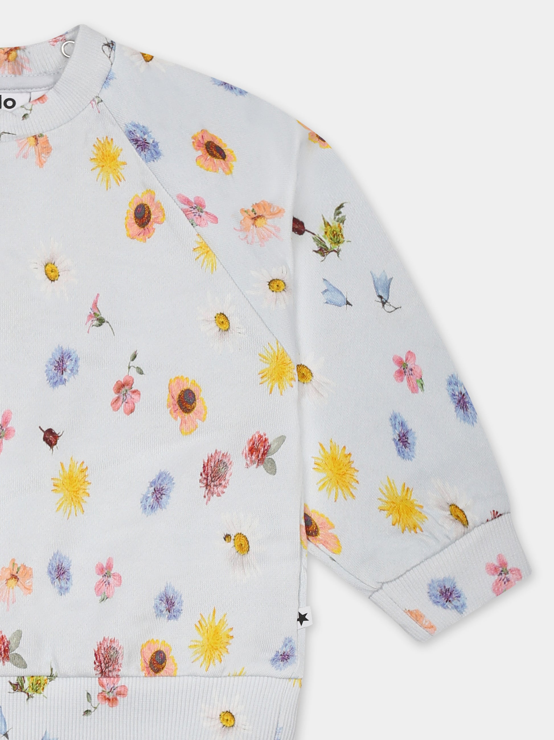 Felpa Disc celeste per neonata con fiori all over,Molo,4S25J201 9280
