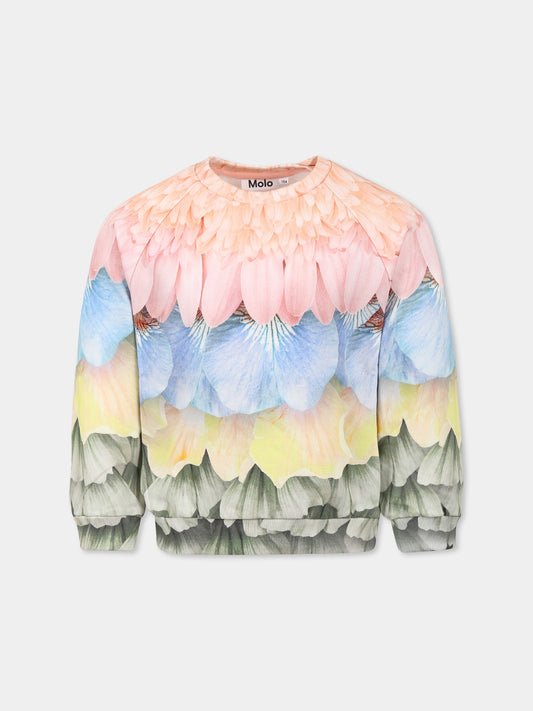 Felpa Disc multicolor per bambina con petali,Molo,4S25J201 3909