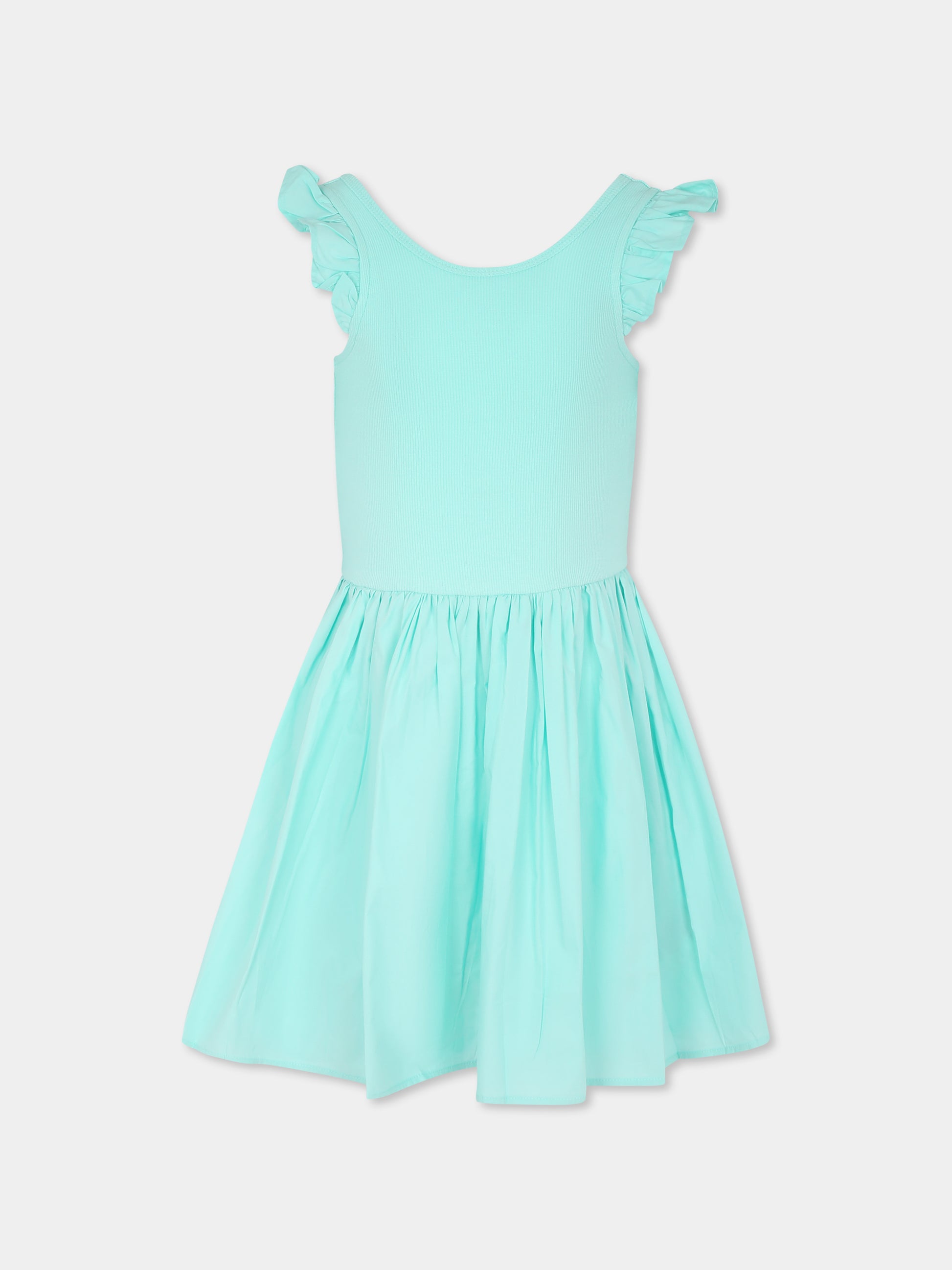 Vestito verde per bambina con rouches,Molo,2S25E108 5472