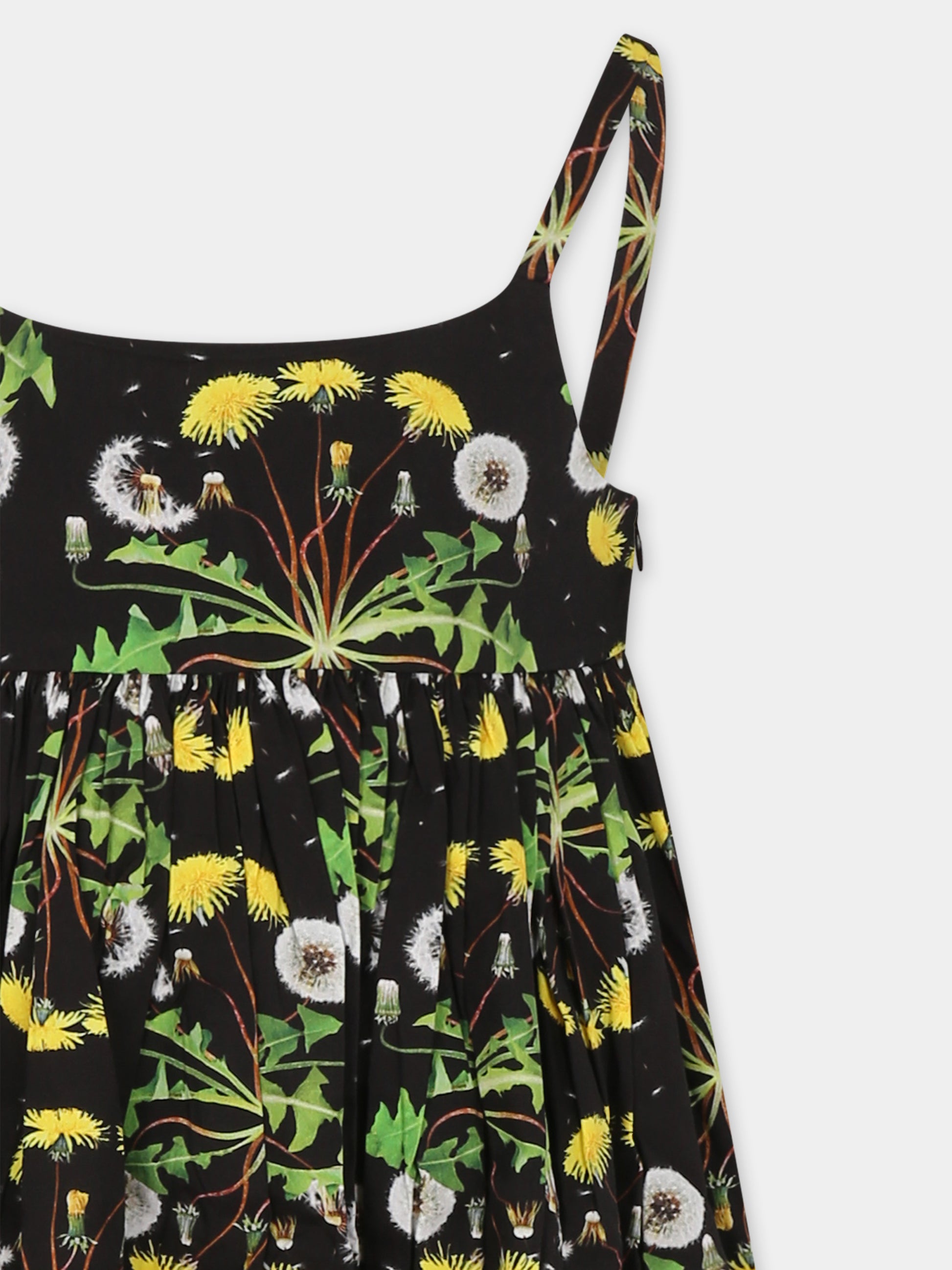 Vestito Chiyo nero per bambina con fiori all over,Molo,2S25E117 9269