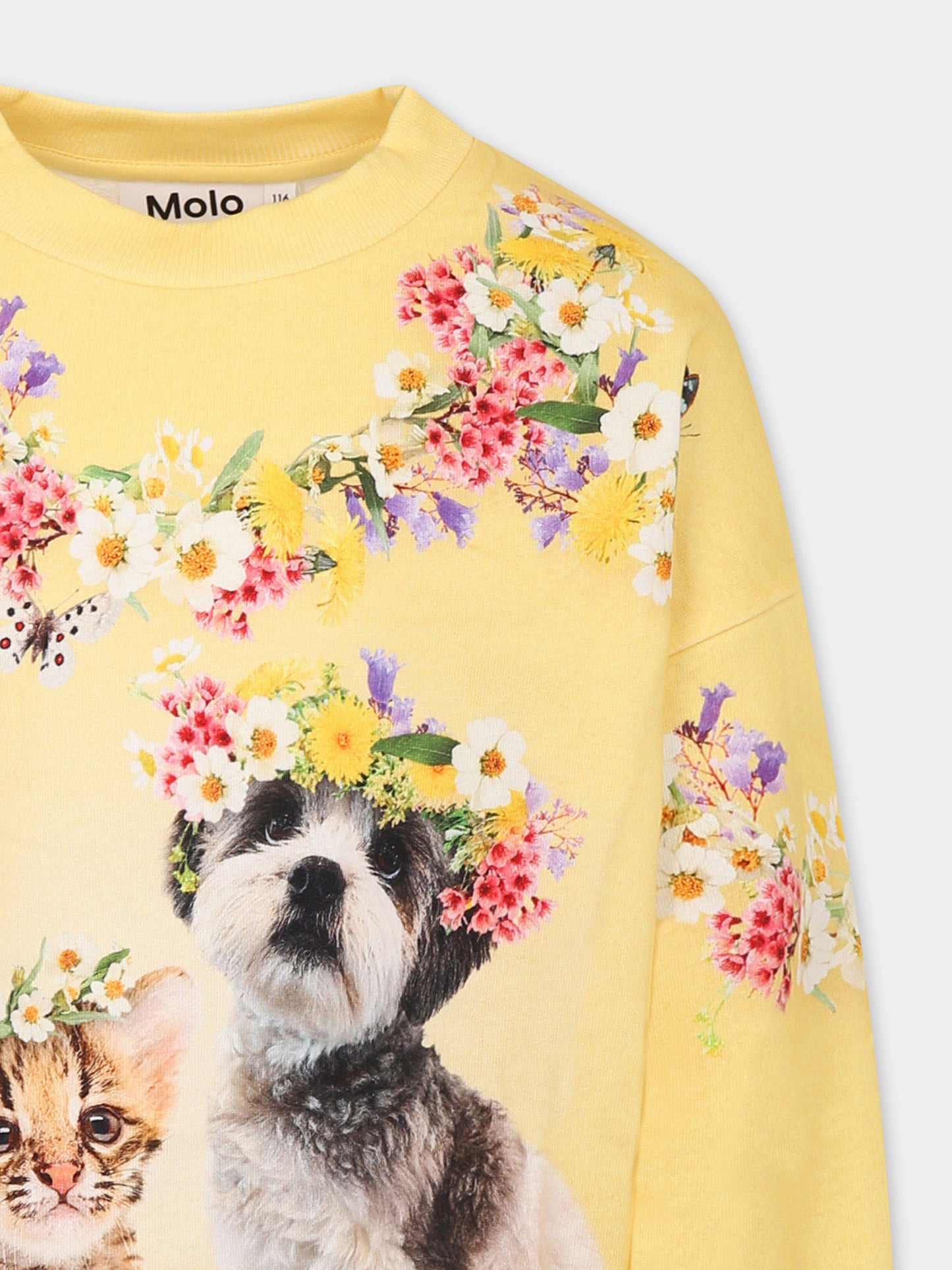 Felpa gialla per bambina con fiori e animali,Molo,2S25J211 3985