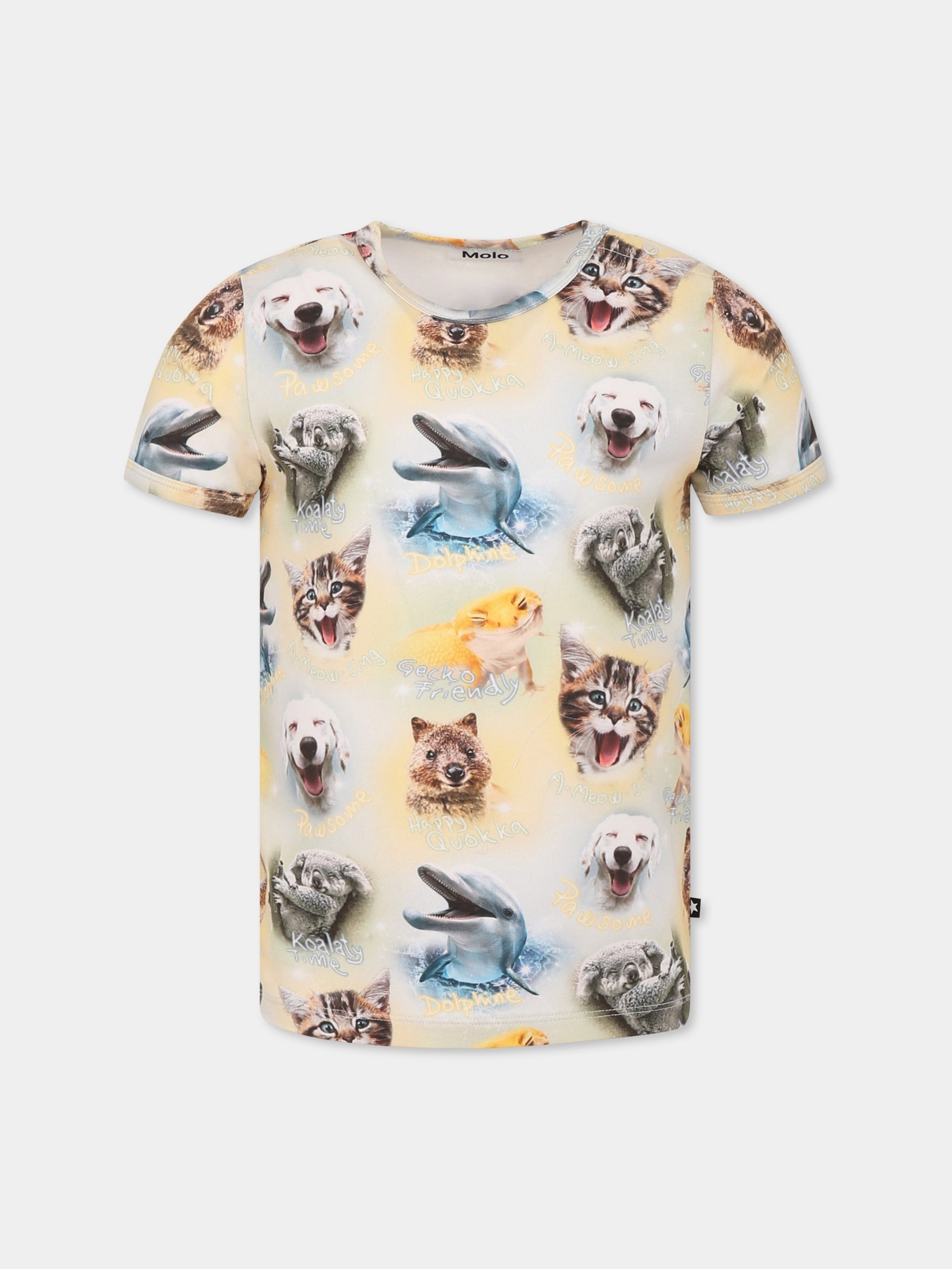 T-shirt multicolor per bambini con animali,Molo,6S25A203 9293