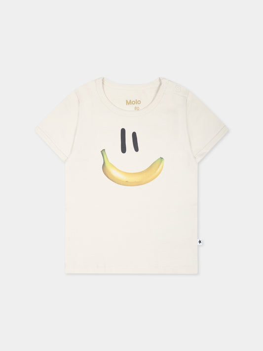T-shirt avorio per neonati con smile e banana,Molo,6S25A212 9339