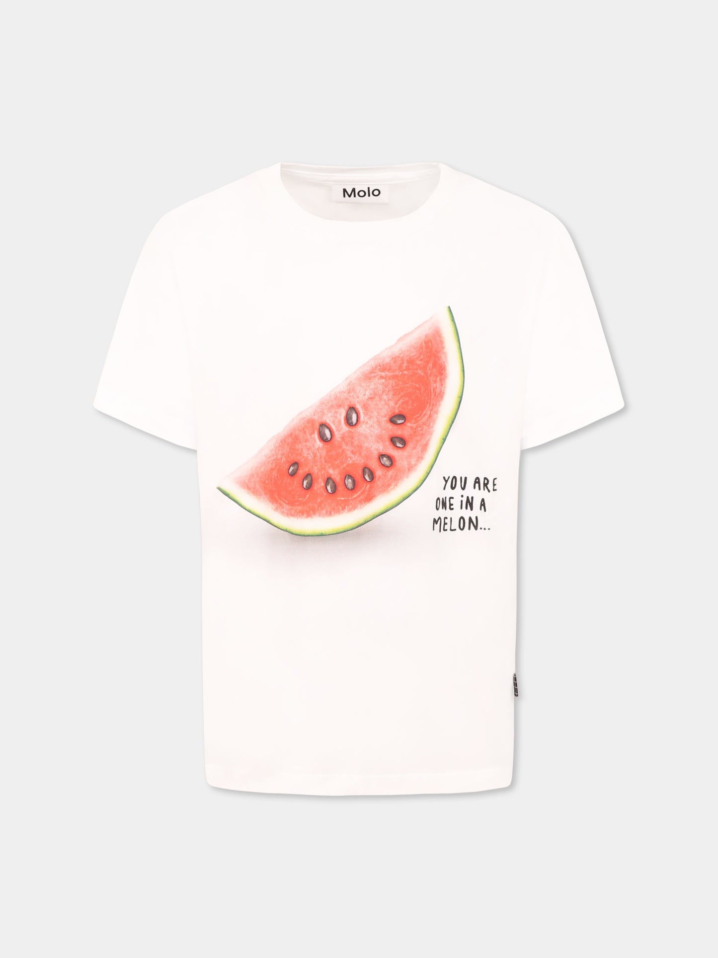 T-shirt bianca per bambini con melone,Molo,6S25A213 3937