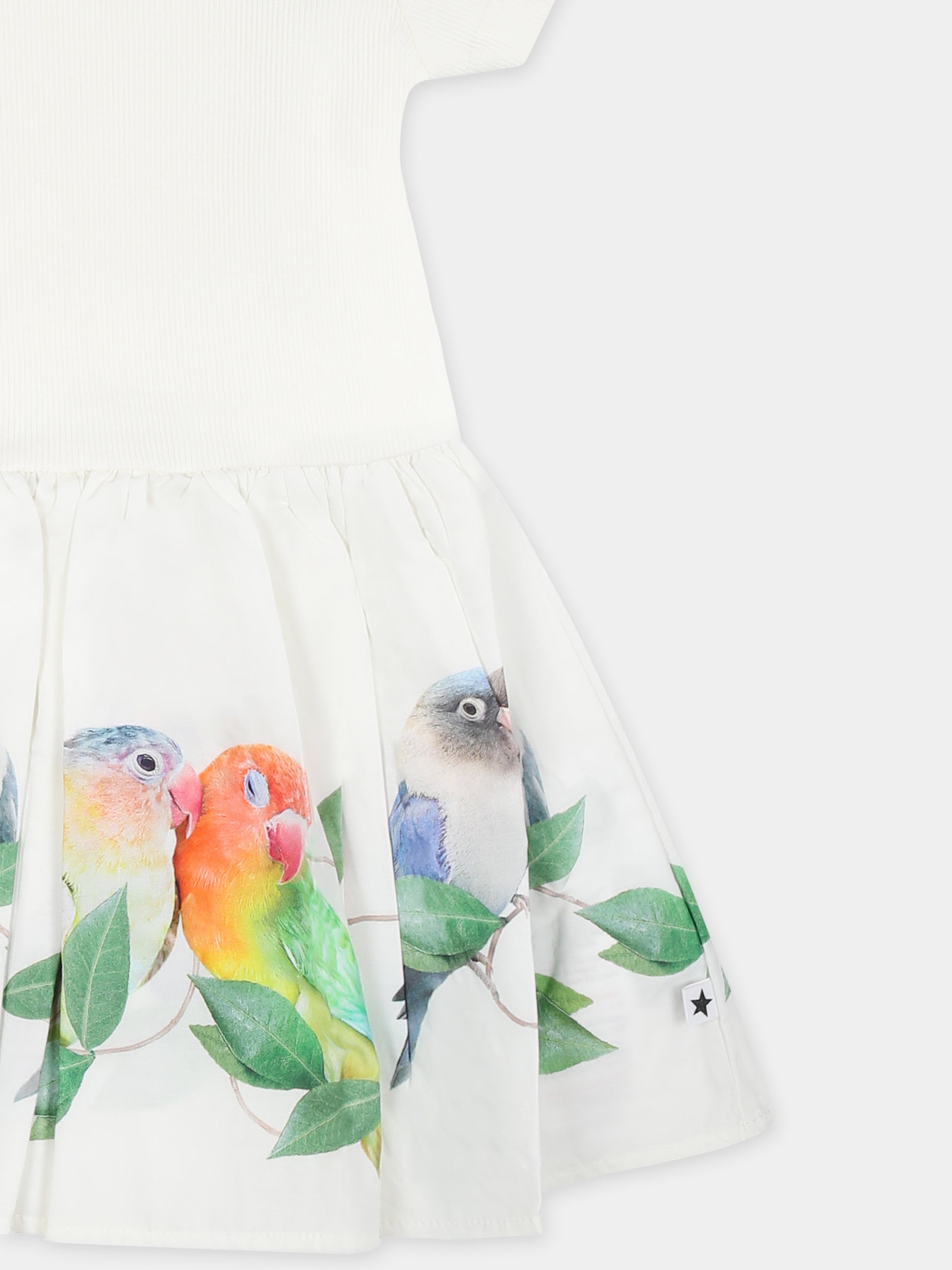 Vestito Carin bianco per neonata con pappagalli,Molo,4S25E107 3855