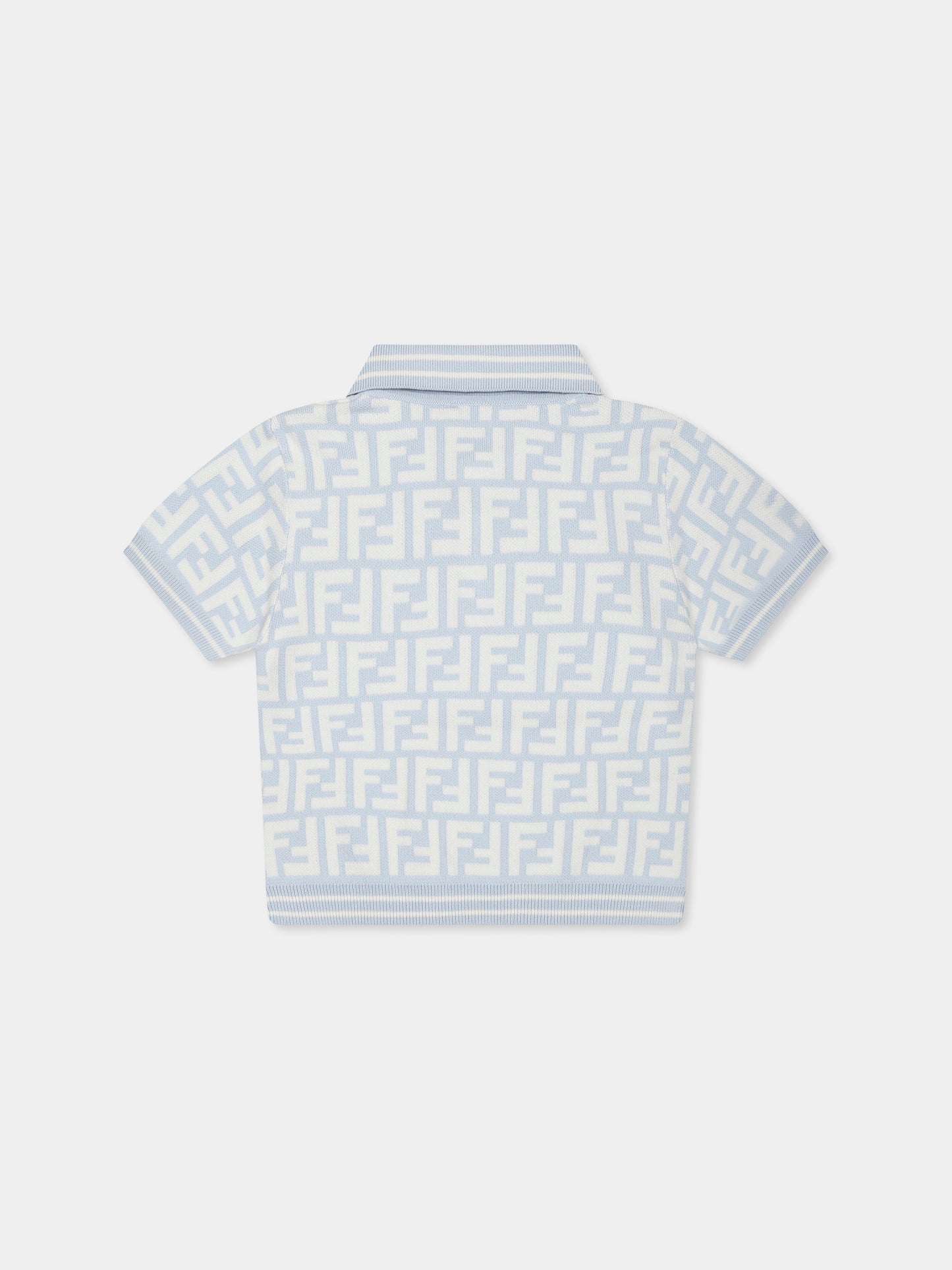 Light blue polo shirt for baby boy with FF