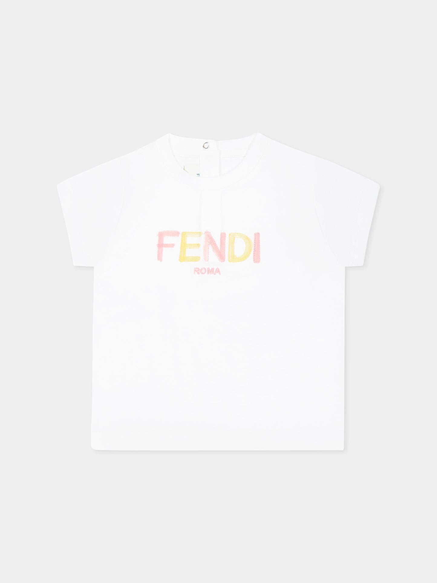 White t-shirt for baby girl with logo