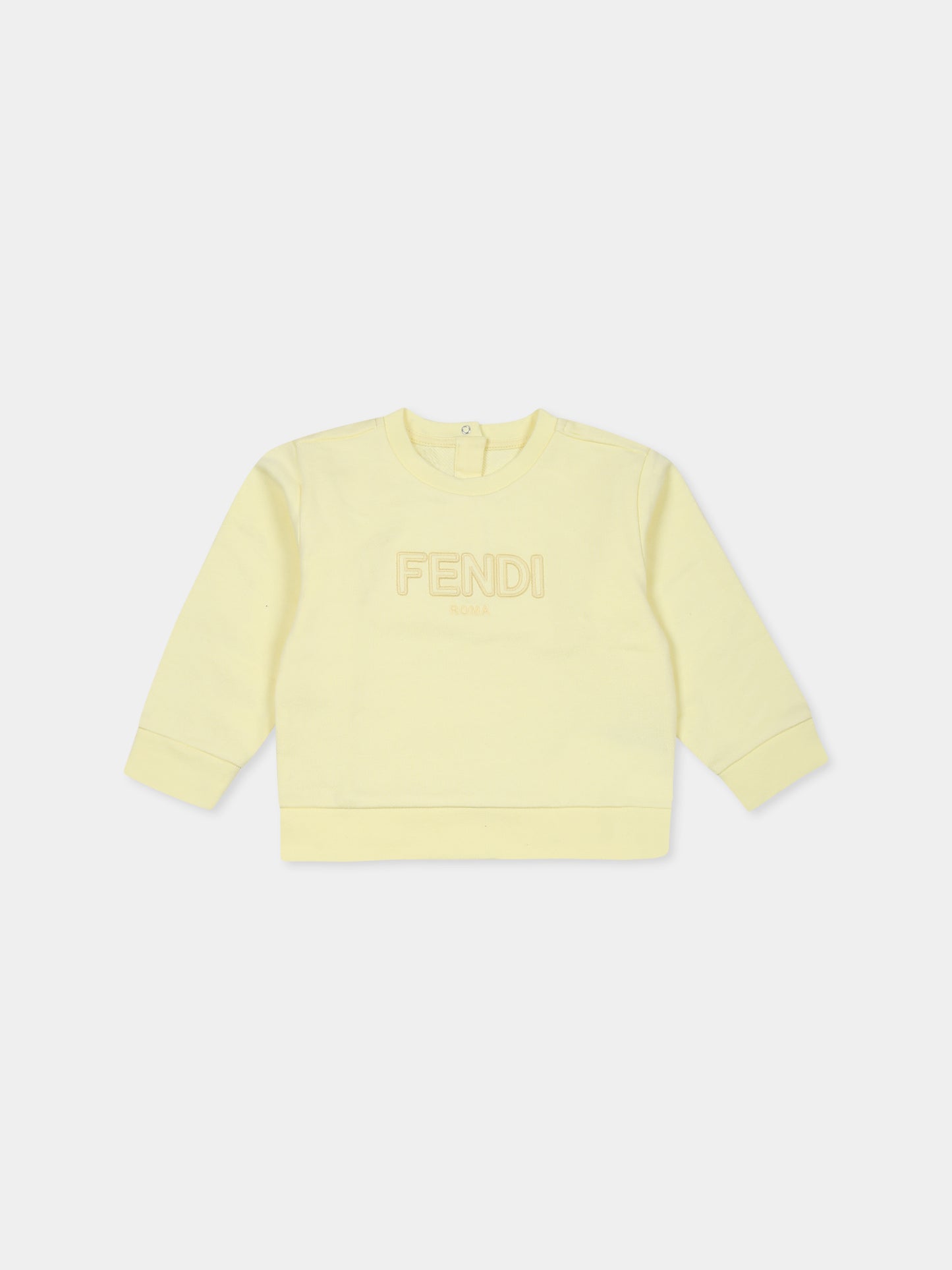 Felpa gialla per neonati con logo,Fendi Kids,BUH079 5V0 F1QYA