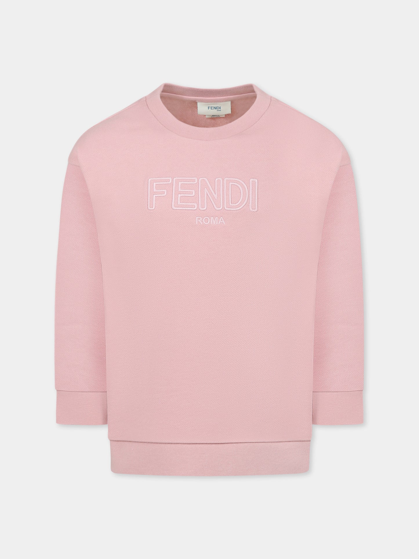 Pink sweatshirt for girl with logo