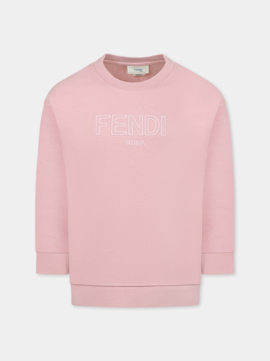Pink sweatshirt for girl with logo