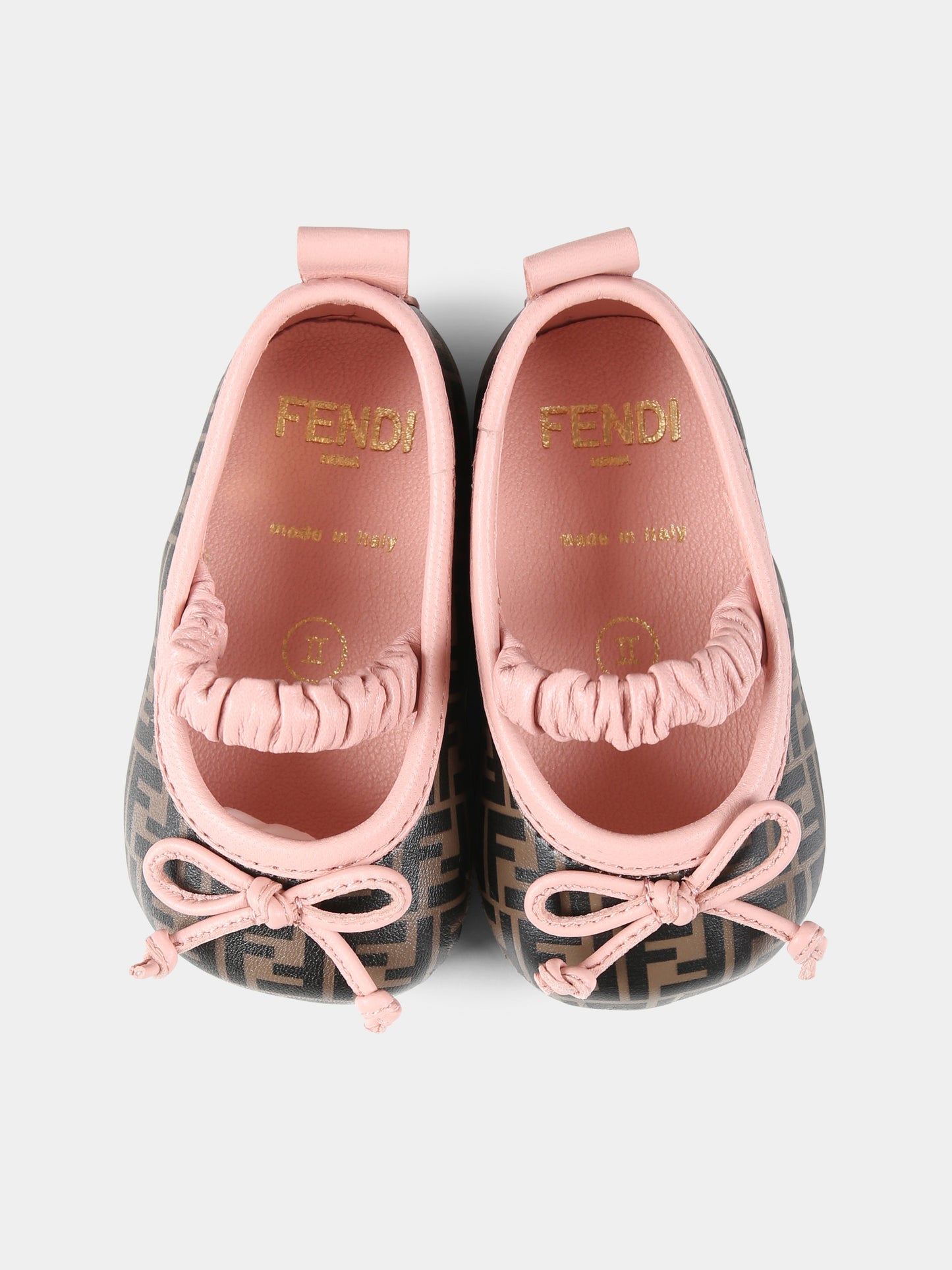 Ballerine marroni per neonata con FF,Fendi Kids,BFR108 AOTG F1GCJ