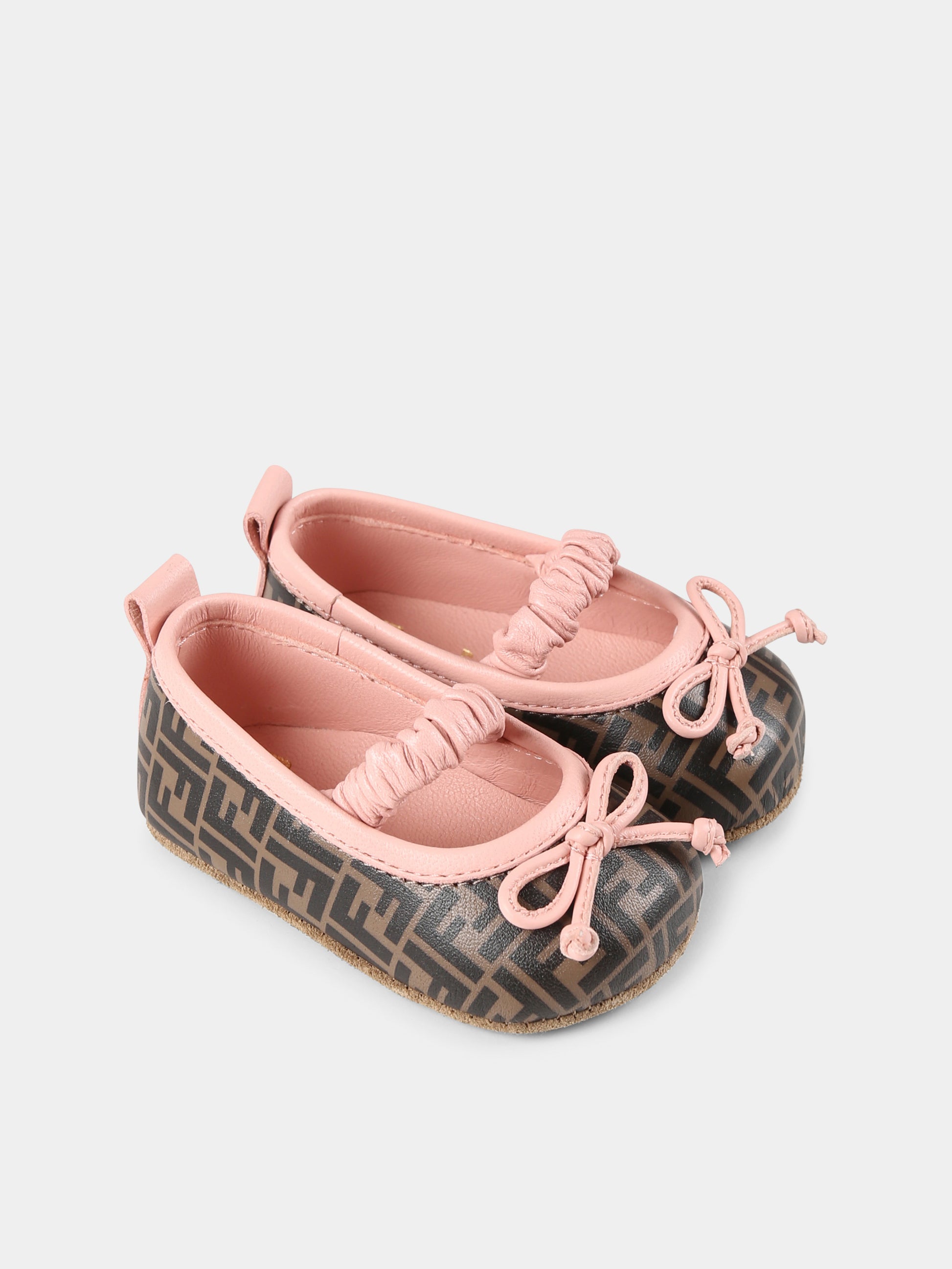 Ballerine marroni per neonata con FF,Fendi Kids,BFR108 AOTG F1GCJ