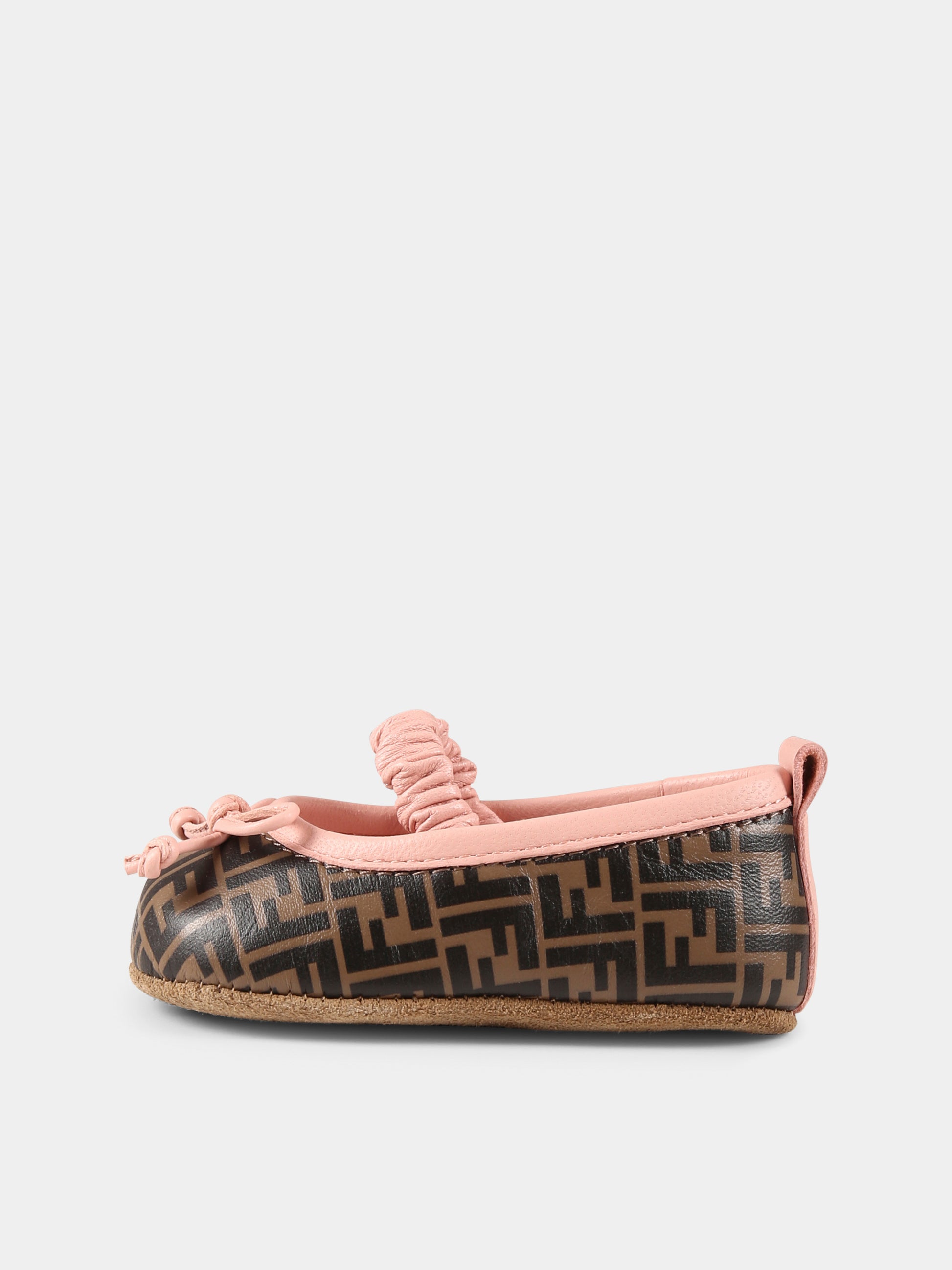 Ballerine marroni per neonata con FF,Fendi Kids,BFR108 AOTG F1GCJ