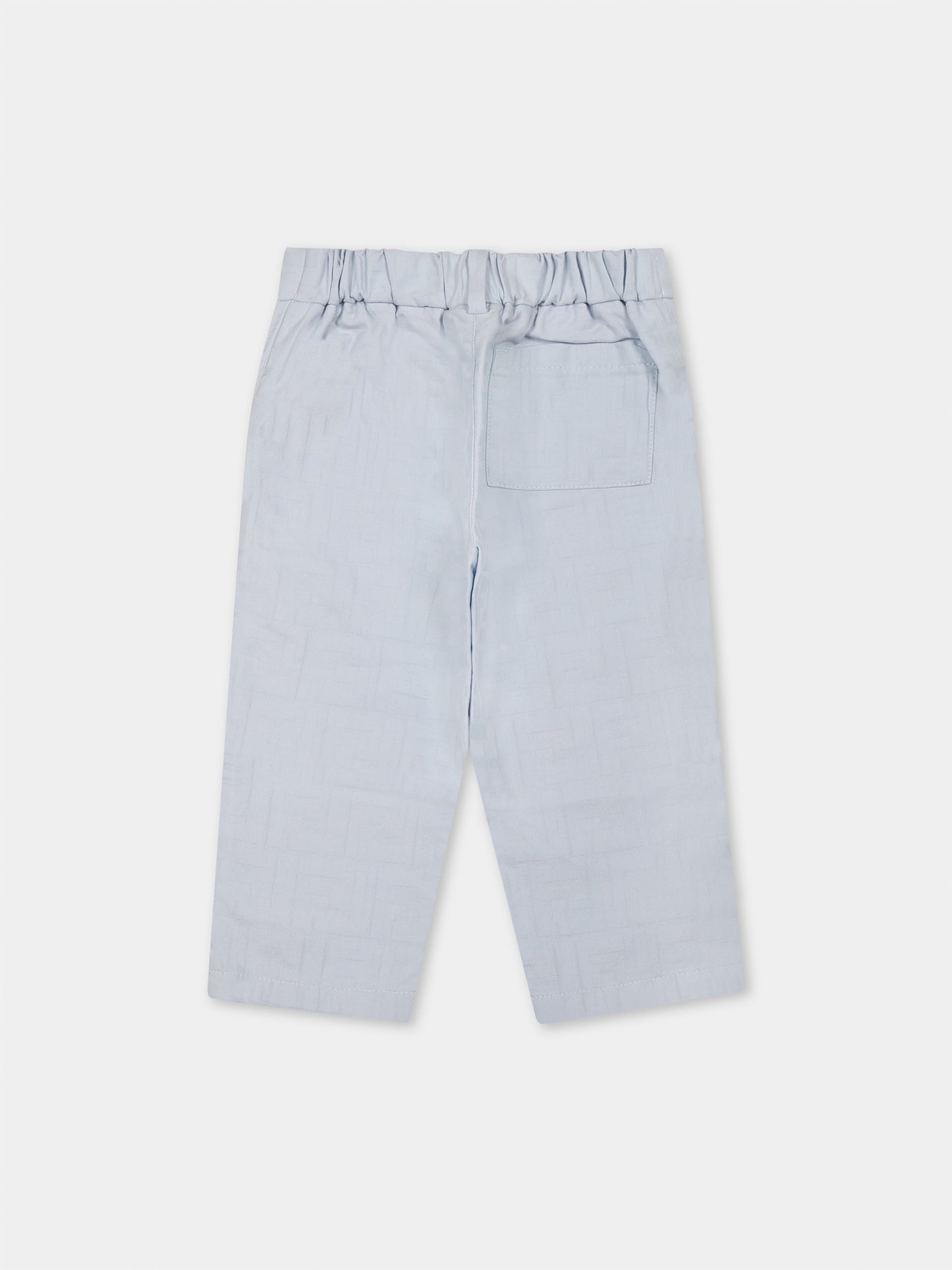 Light blue trousers for baby boy with FF