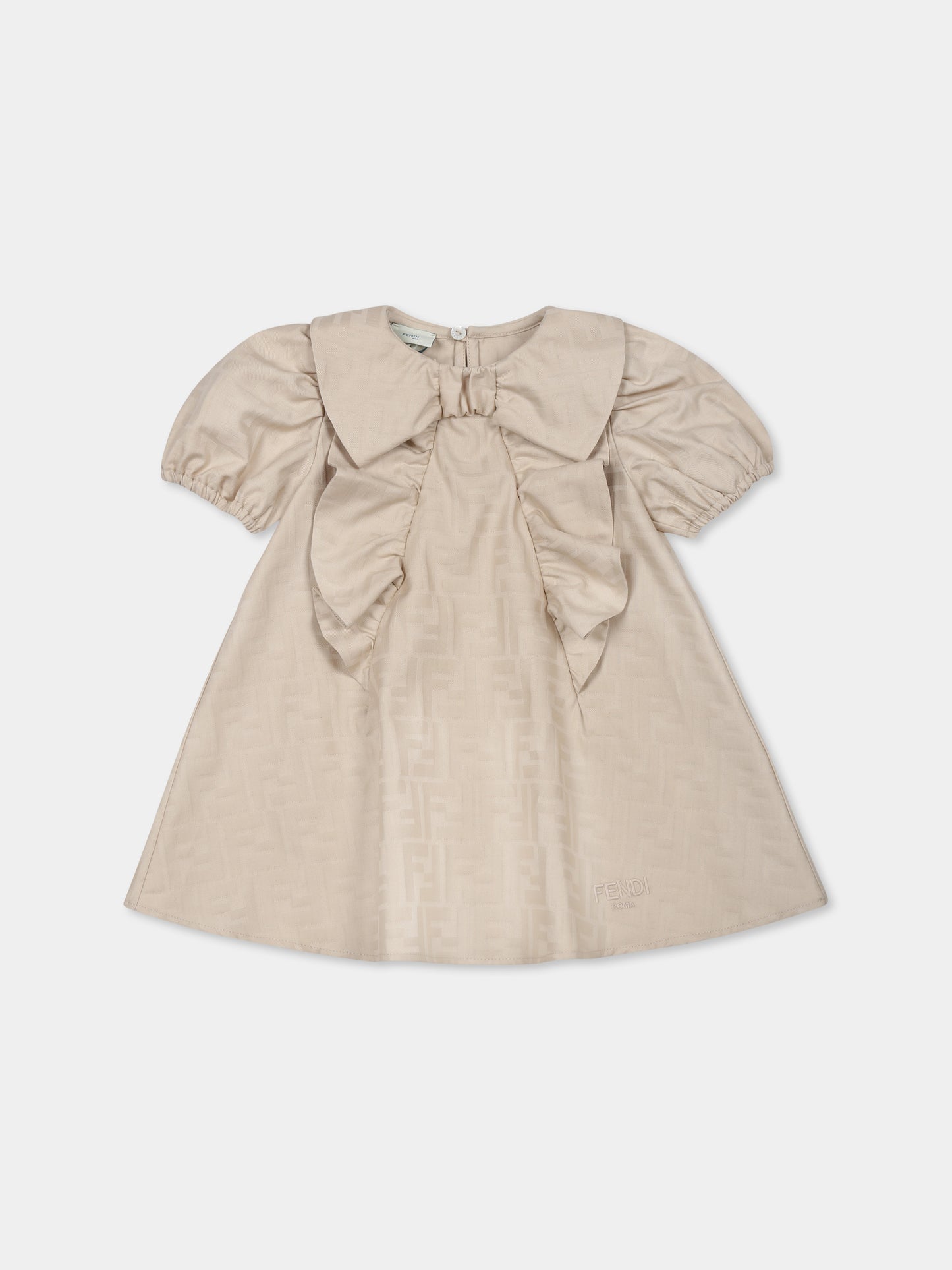 Beige dress for baby girl with FF